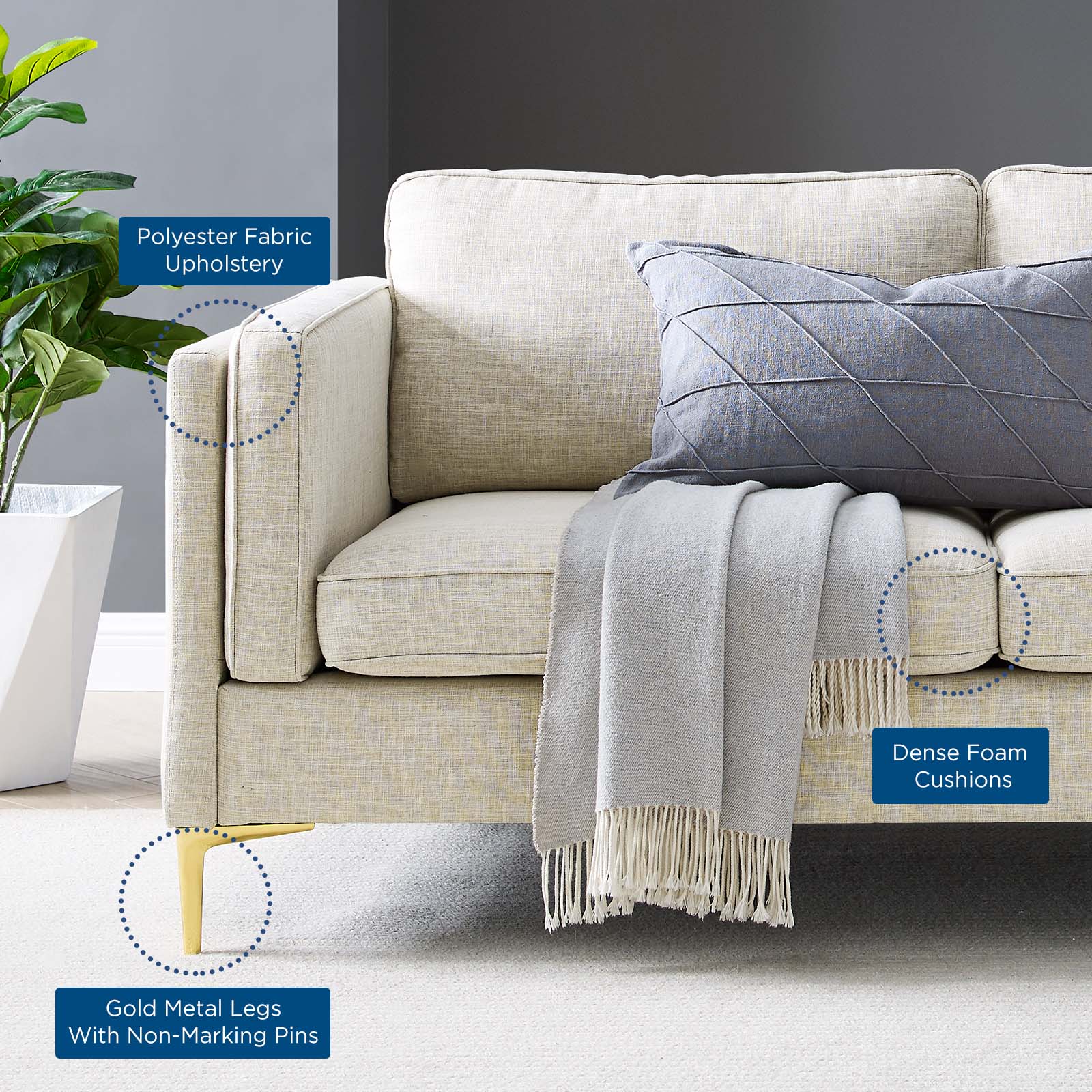 Kaiya Fabric Sofa-Sofa-Modway-Wall2Wall Furnishings