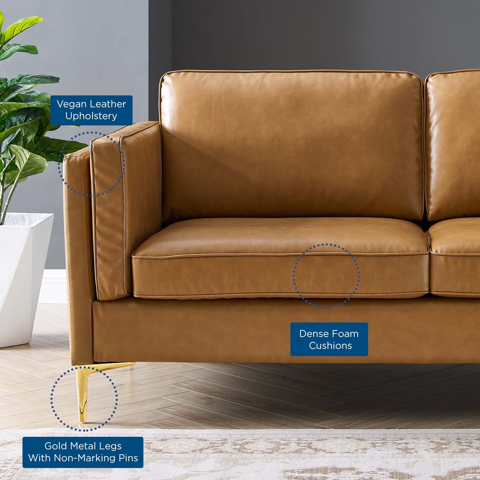Kaiya Vegan Leather Sofa-Sofa-Modway-Wall2Wall Furnishings