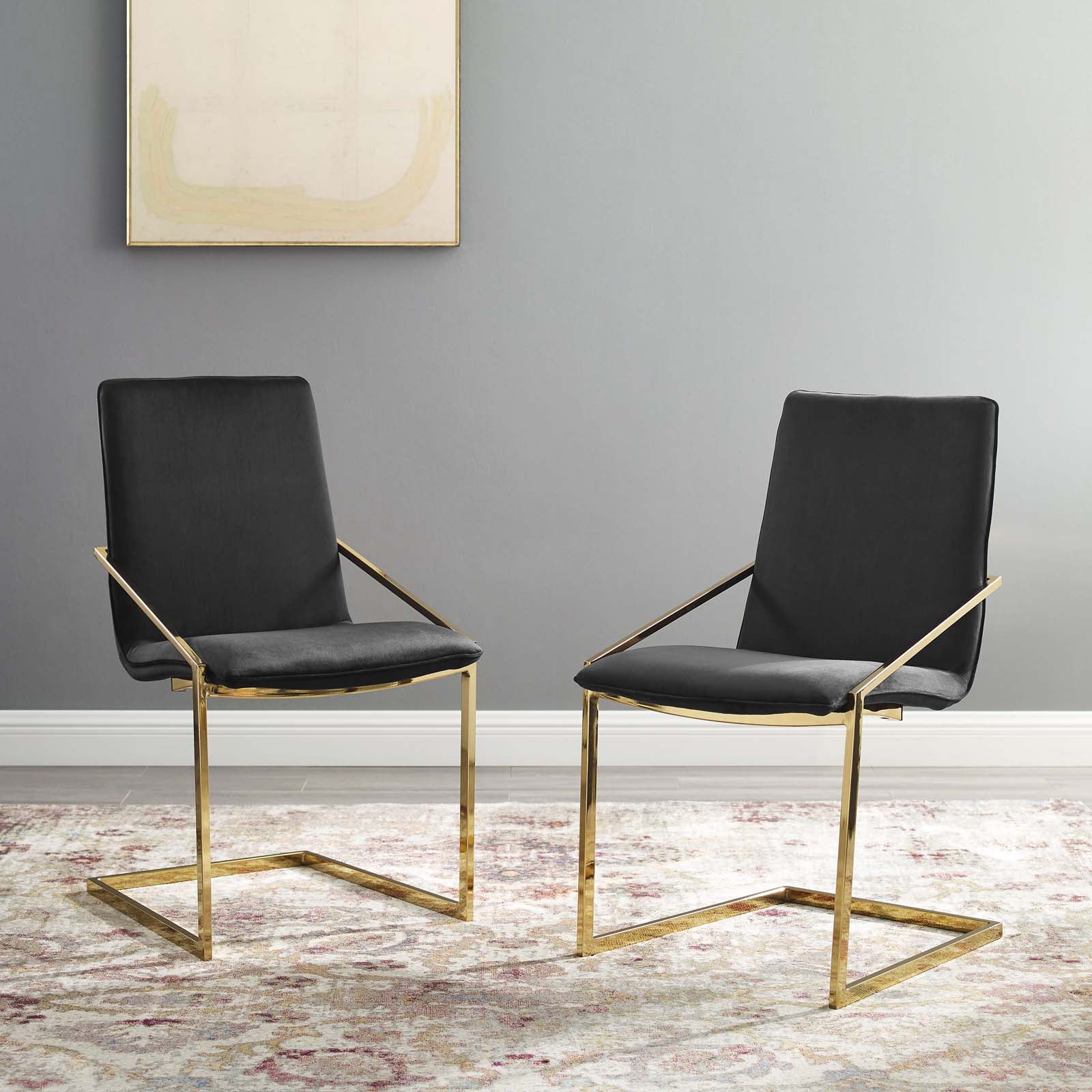 Pitch Dining Armchair Performance Velvet Set of 2-Dining Chair-Modway-Wall2Wall Furnishings