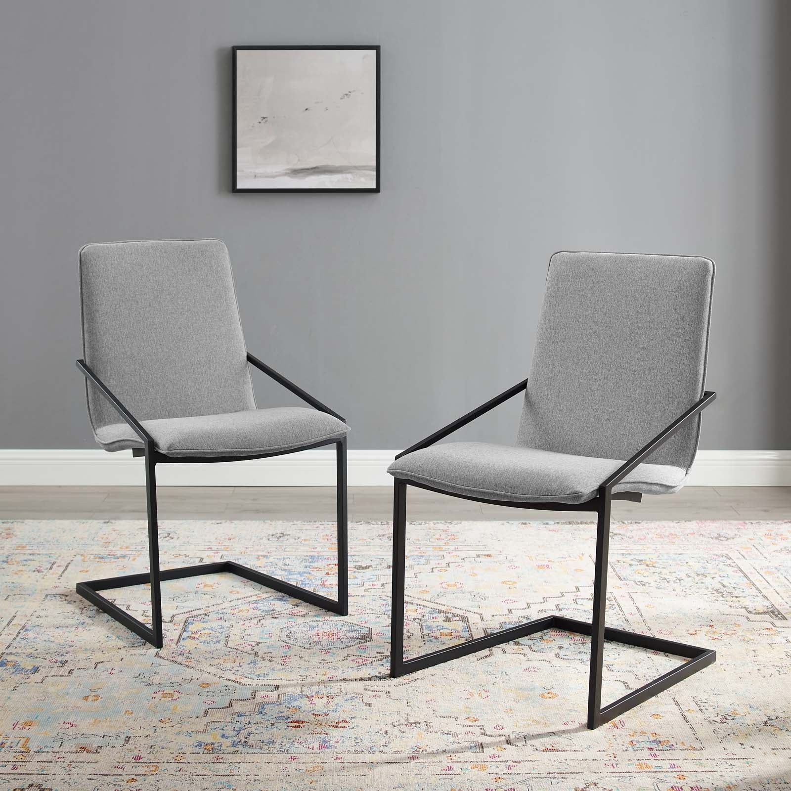 Pitch Dining Armchair Upholstered Fabric Set of 2-Dining Chair-Modway-Wall2Wall Furnishings