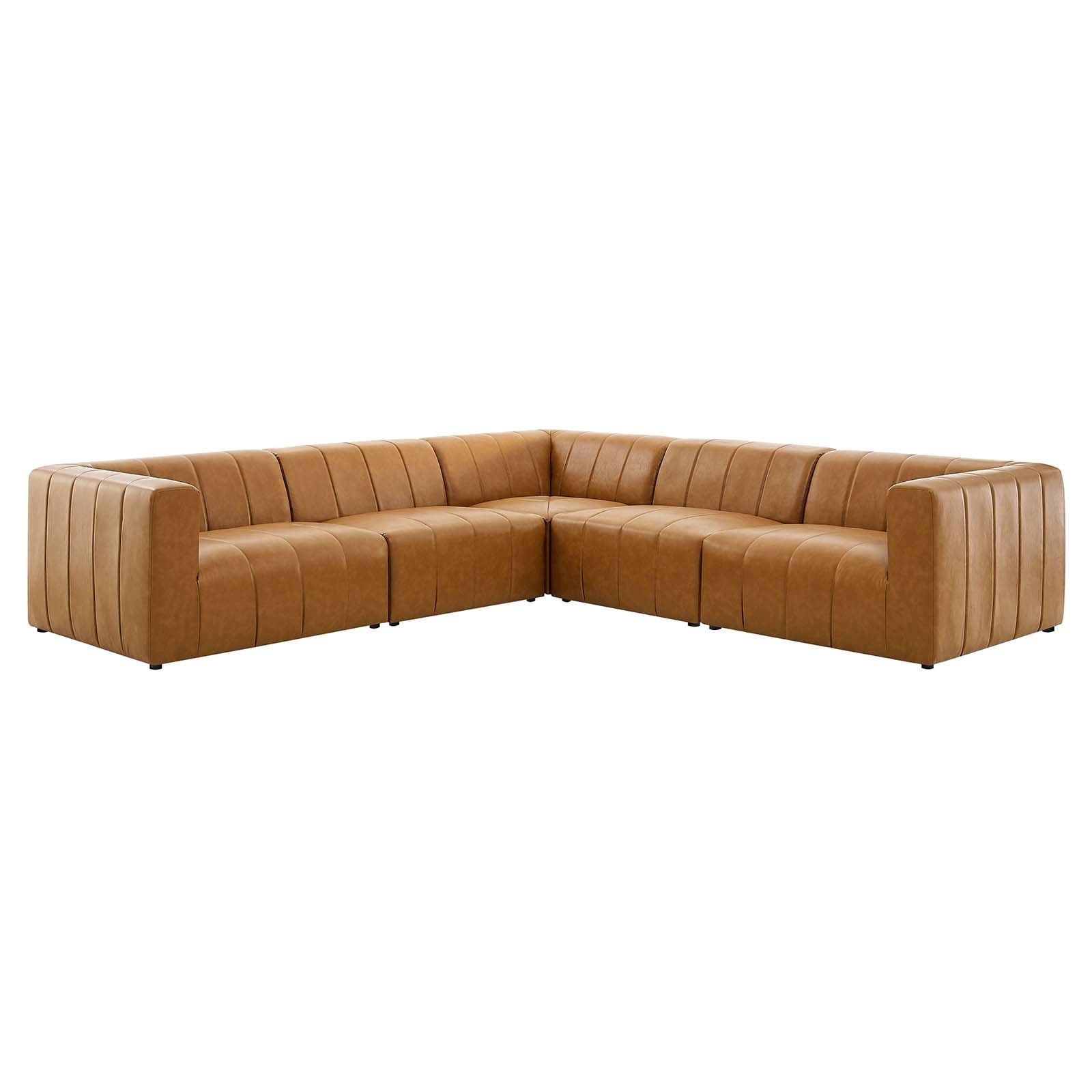 Bartlett Vegan Leather 5-Piece Sectional Sofa-Sectional-Modway-Wall2Wall Furnishings