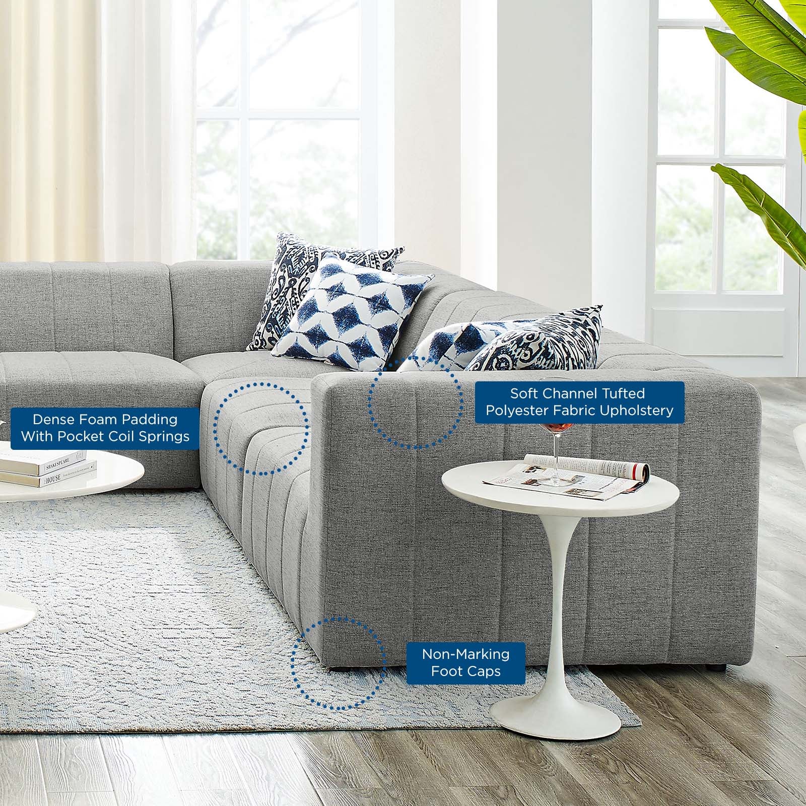Bartlett Upholstered Fabric 8-Piece Sectional Sofa-Sectional-Modway-Wall2Wall Furnishings
