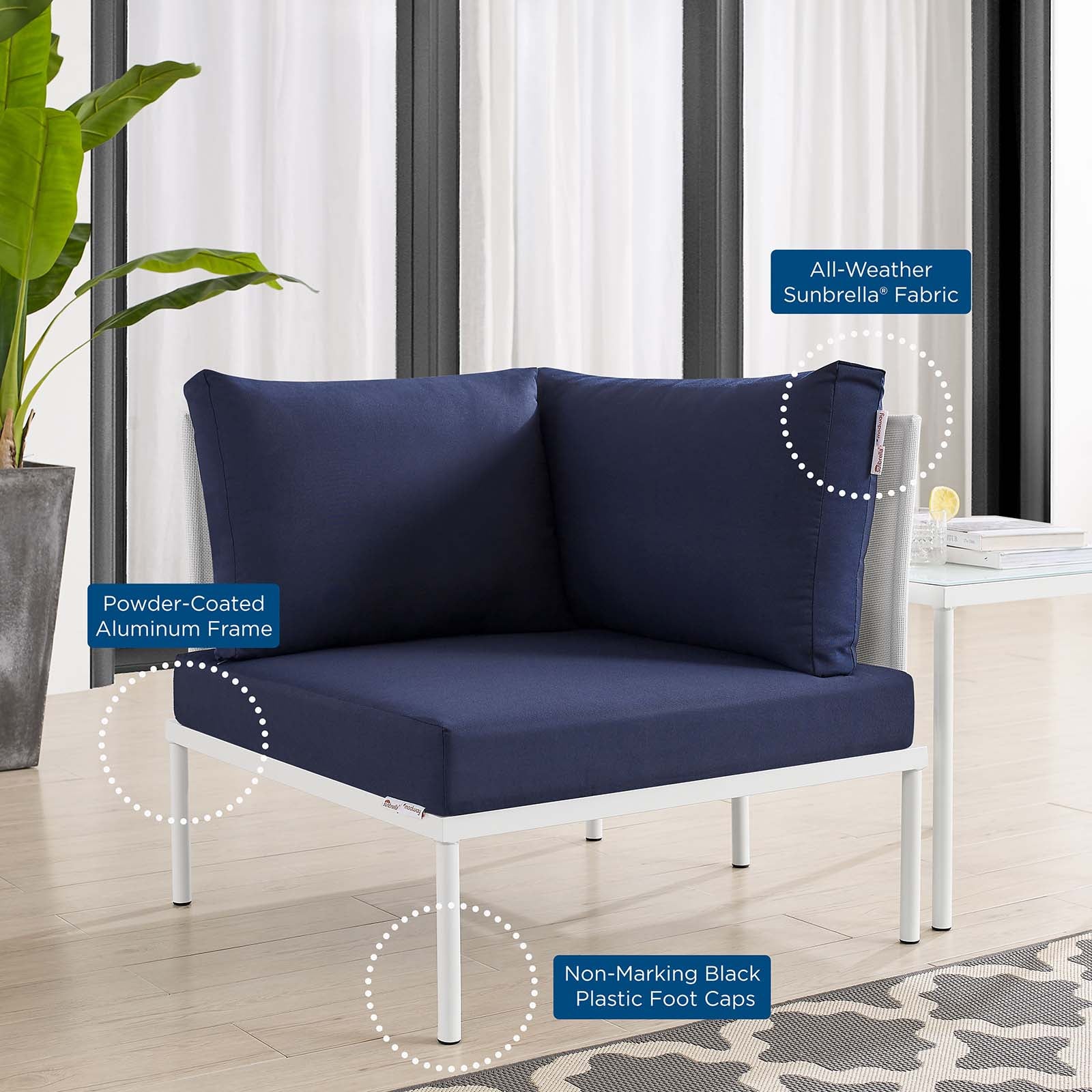 Harmony Sunbrella® Outdoor Patio All Mesh Corner Chair-Outdoor Chair-Modway-Wall2Wall Furnishings