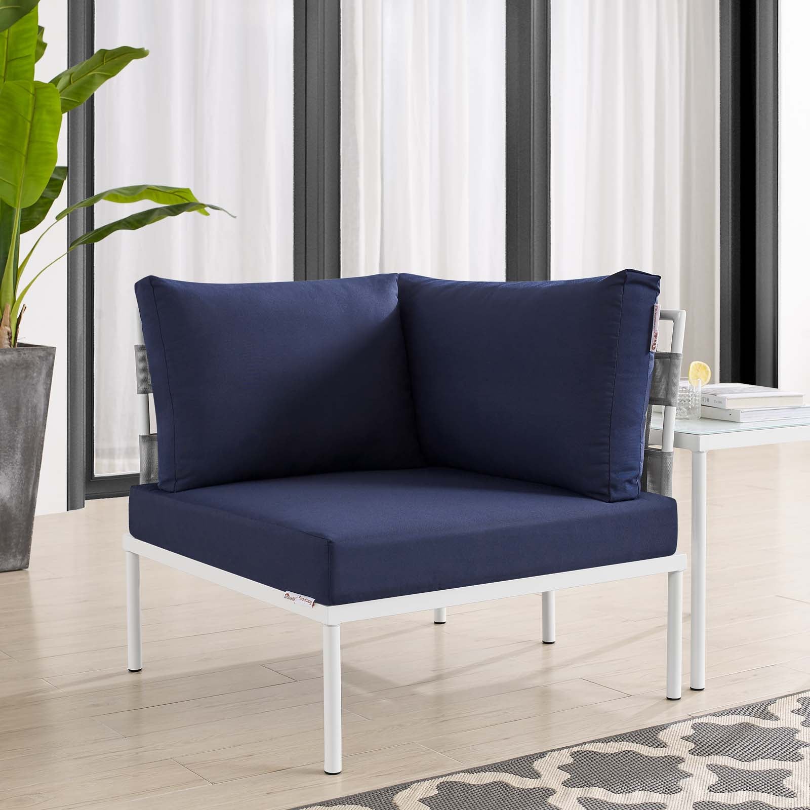 Harmony Sunbrella® Outdoor Patio Aluminum Corner Chair-Outdoor Chair-Modway-Wall2Wall Furnishings