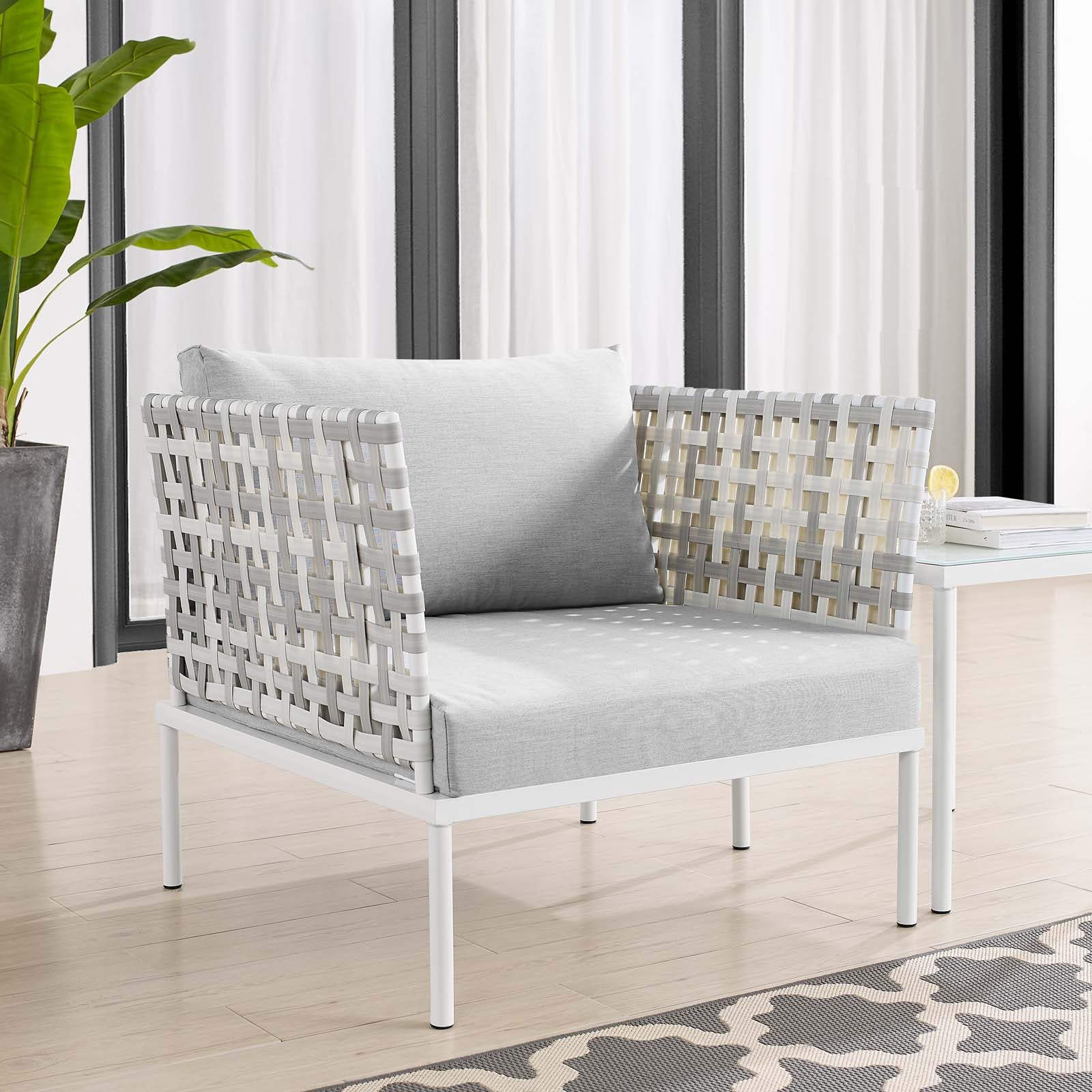 Harmony Sunbrella® Basket Weave Outdoor Patio Aluminum Armchair-Outdoor Chair-Modway-Wall2Wall Furnishings