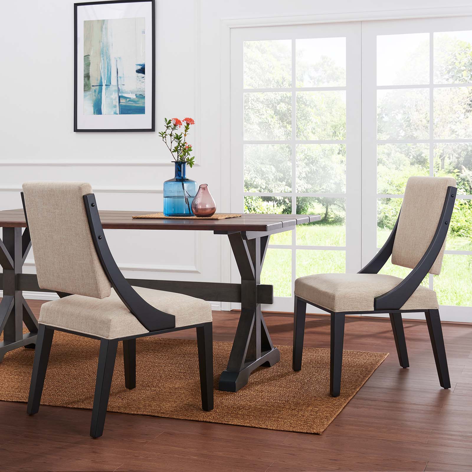 Cambridge Upholstered Fabric Dining Chairs - Set of 2-Dining Chair-Modway-Wall2Wall Furnishings