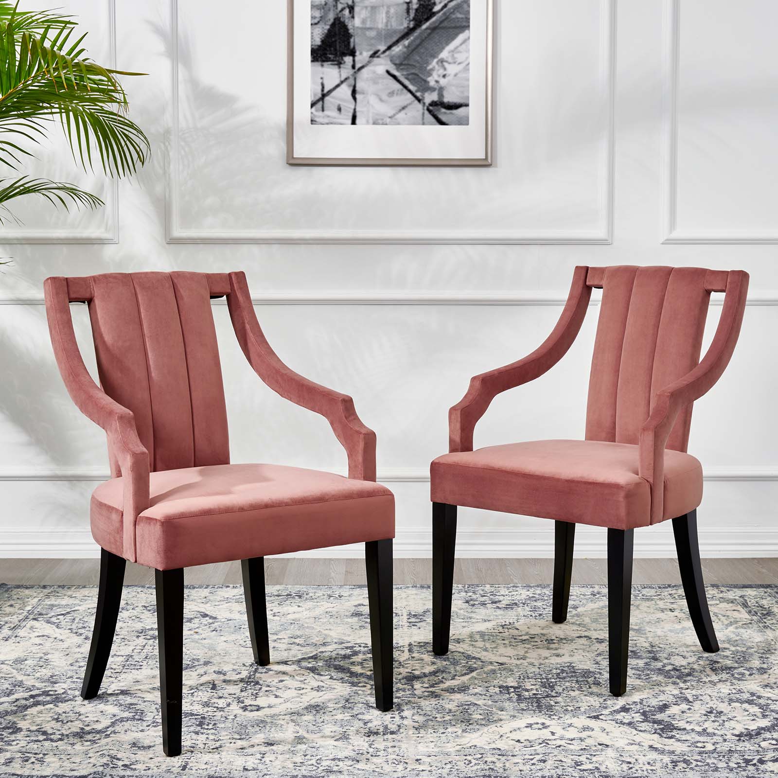 Virtue Performance Velvet Dining Chairs - Set of 2-Dining Chair-Modway-Wall2Wall Furnishings