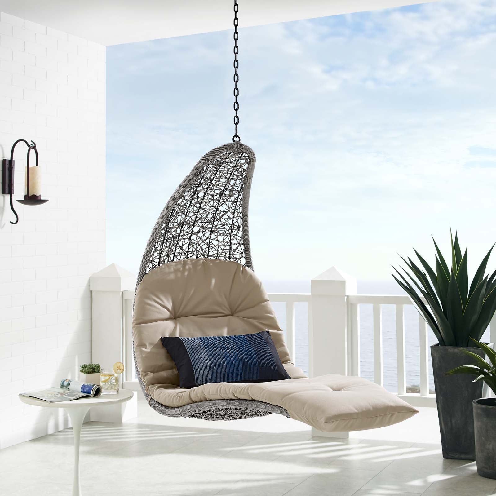 Landscape Hanging Chaise Lounge Outdoor Patio Swing Chair-Outdoor Chair-Modway-Wall2Wall Furnishings