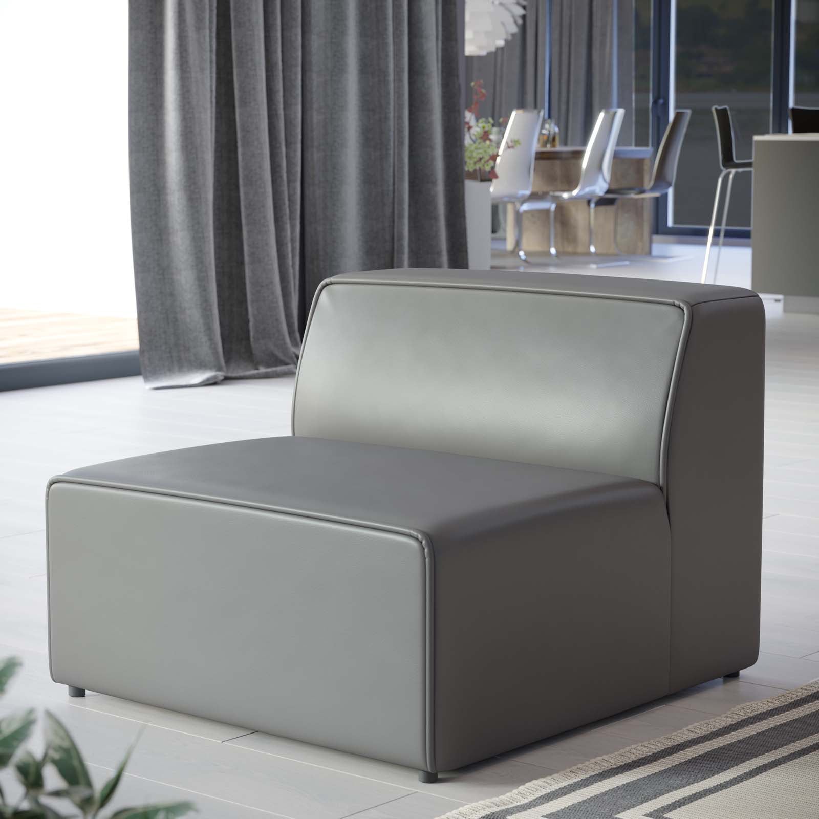 Mingle Vegan Leather Armless Chair-Chair-Modway-Wall2Wall Furnishings