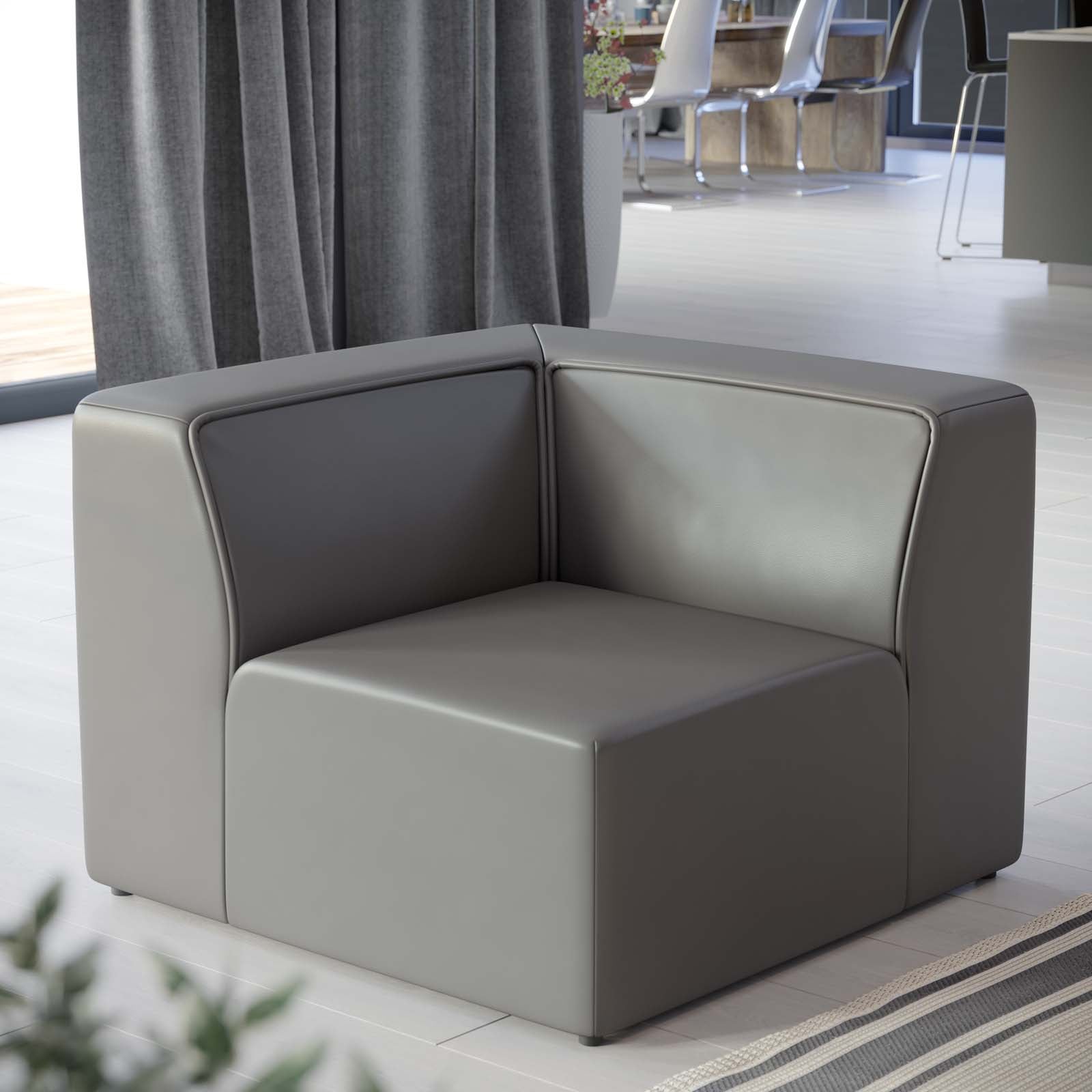 Mingle Vegan Leather Corner Chair-Chair-Modway-Wall2Wall Furnishings