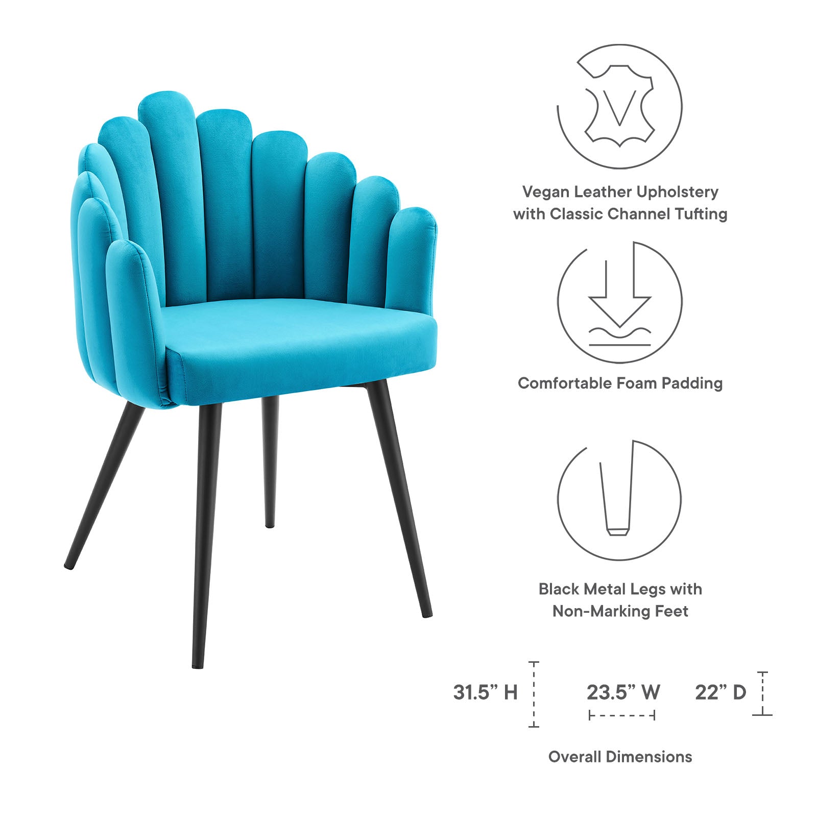 Vanguard Performance Velvet Dining Chair-Dining Chair-Modway-Wall2Wall Furnishings