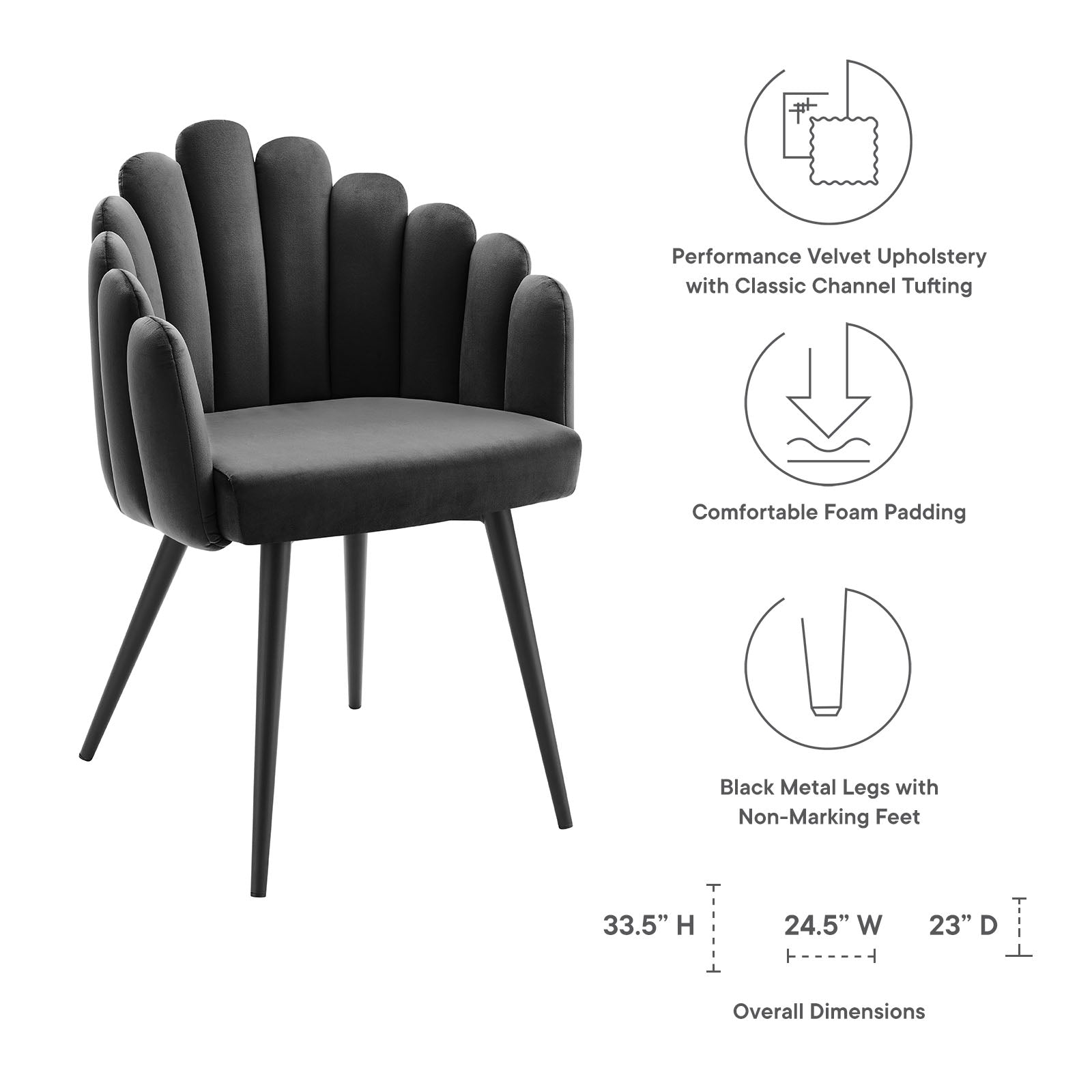 Vanguard Performance Velvet Dining Chair-Dining Chair-Modway-Wall2Wall Furnishings