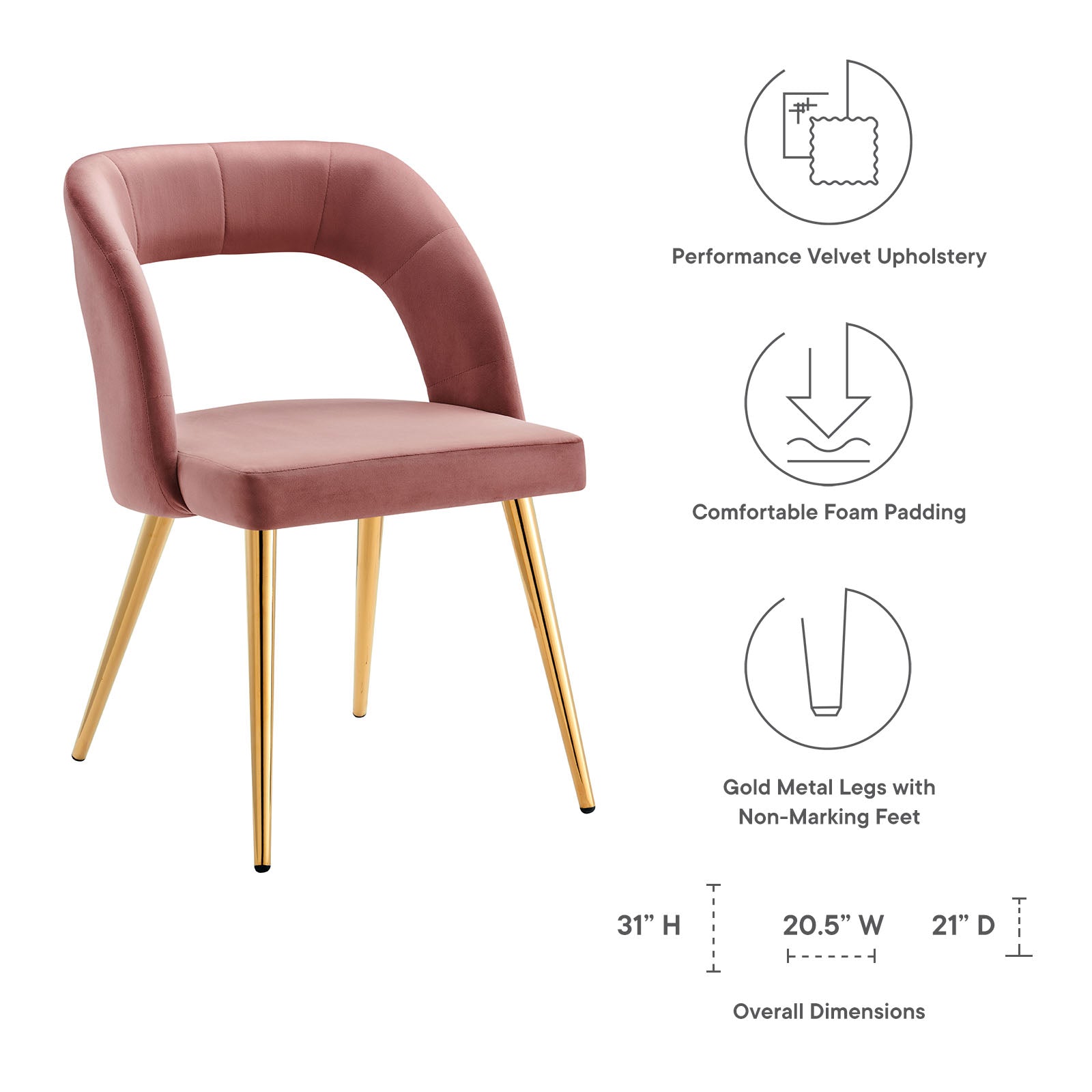 Marciano Performance Velvet Dining Chair-Dining Chair-Modway-Wall2Wall Furnishings