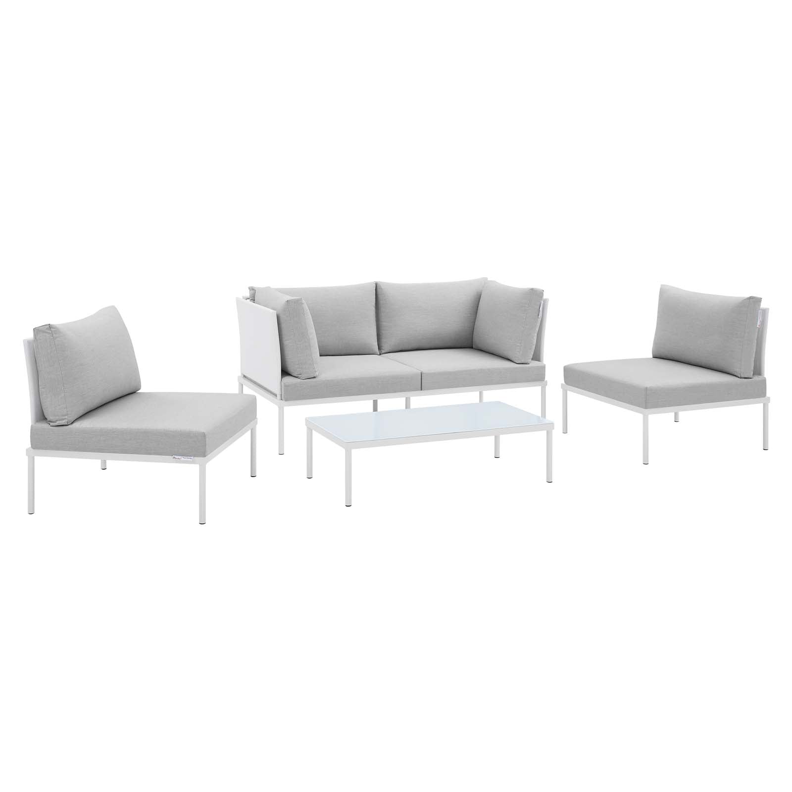Harmony 4-Piece Sunbrella® Outdoor Patio Aluminum Seating Set-Outdoor Set-Modway-Wall2Wall Furnishings