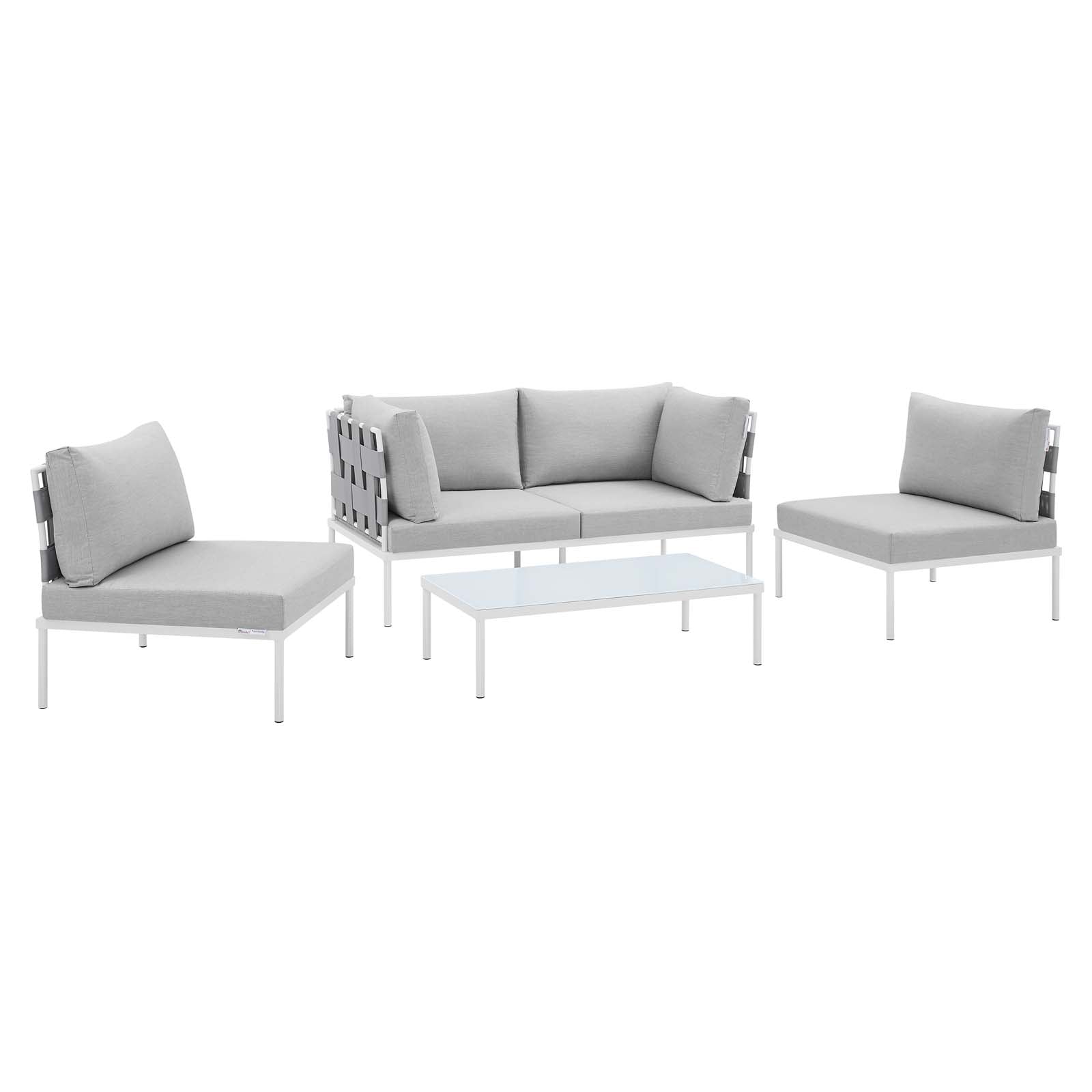 Harmony 4-Piece Sunbrella® Outdoor Patio Aluminum Seating Set-Outdoor Set-Modway-Wall2Wall Furnishings