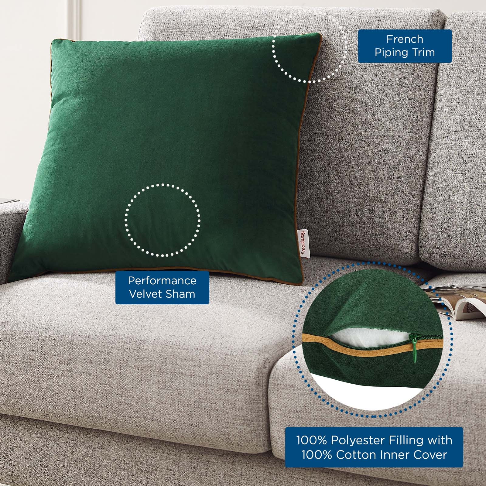 Accentuate 20" Performance Velvet Throw Pillow-Pillow-Modway-Wall2Wall Furnishings