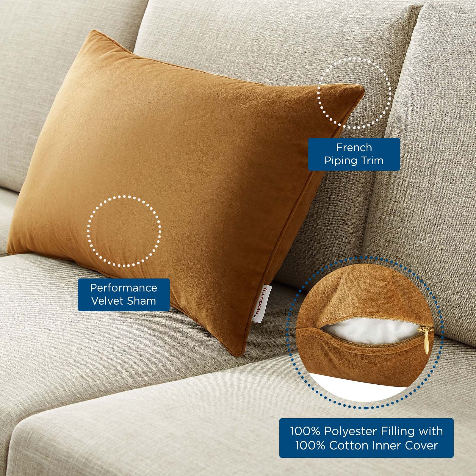 Enhance 24" Lumbar Performance Velvet Throw Pillow-Pillow-Modway-Wall2Wall Furnishings