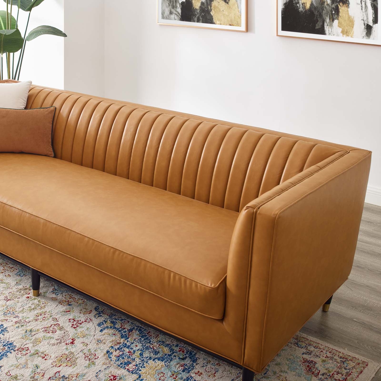 Devote Channel Tufted Vegan Leather Sofa-Sofa-Modway-Wall2Wall Furnishings