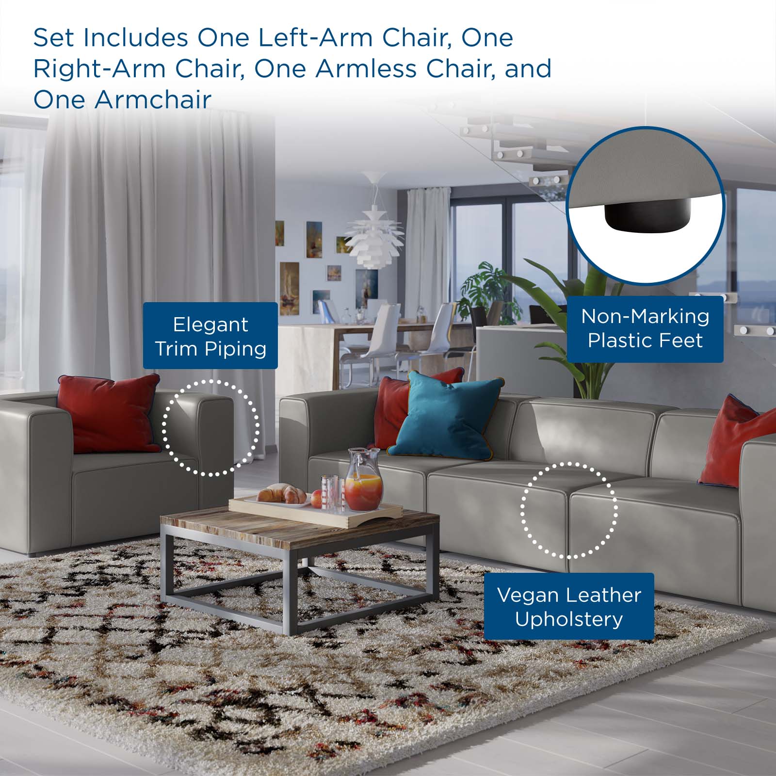 Mingle Vegan Leather Sofa and Armchair Set-Sofa Set-Modway-Wall2Wall Furnishings
