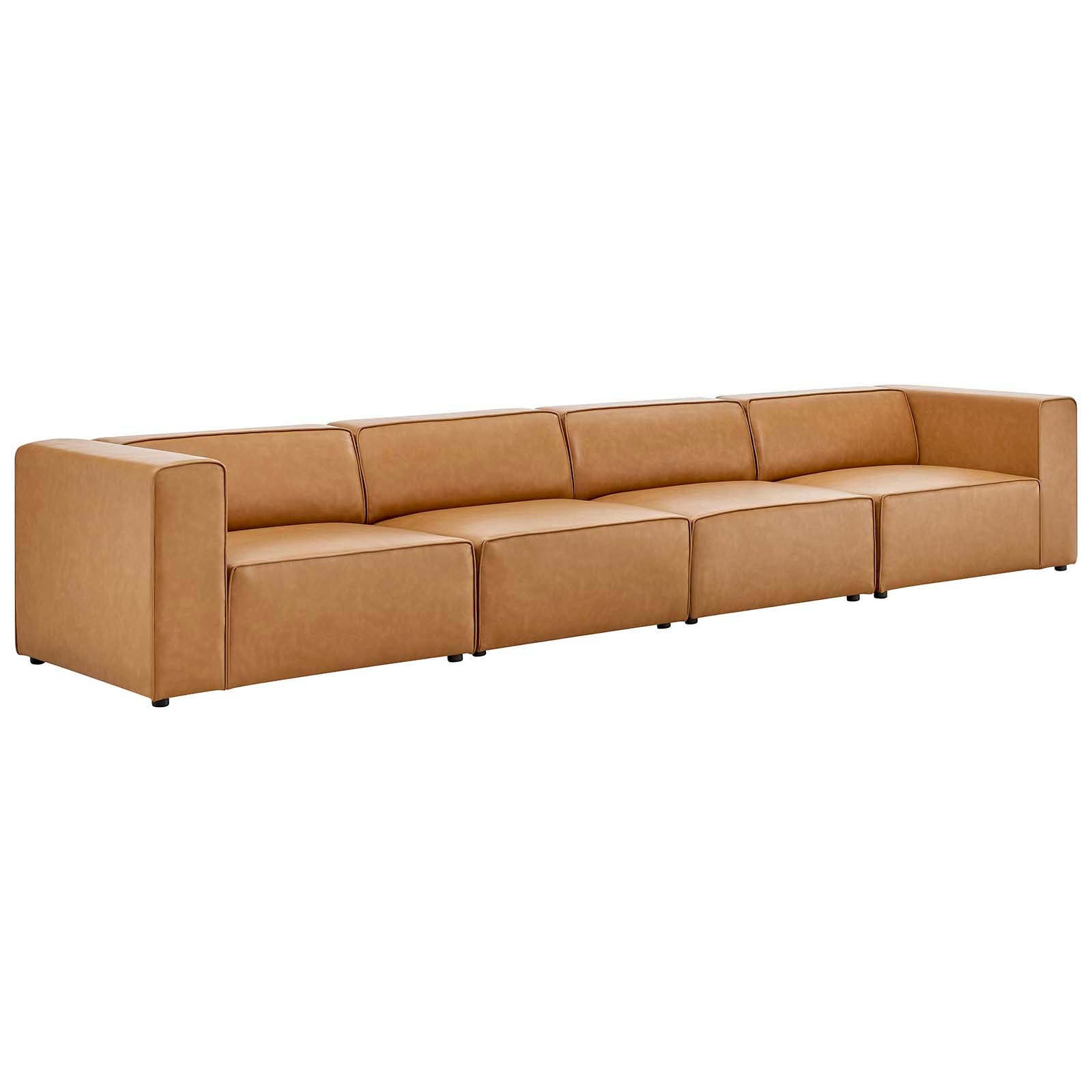 Mingle Vegan Leather 4-Piece Sectional Sofa-Sofa-Modway-Wall2Wall Furnishings