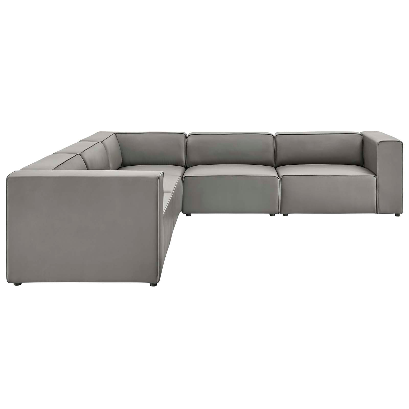 Mingle Vegan Leather 5-Piece Sectional Sofa-Sectional-Modway-Wall2Wall Furnishings