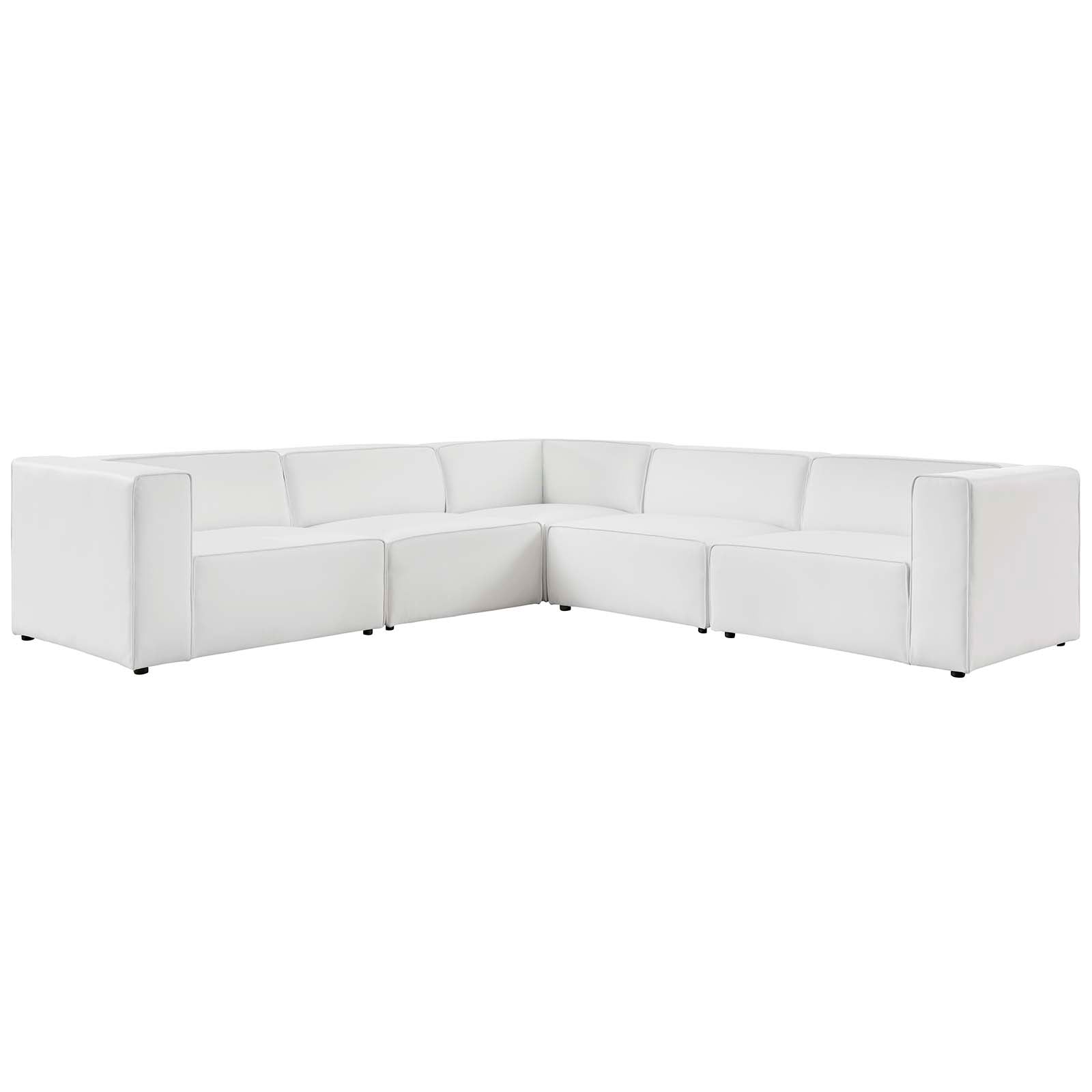 Mingle Vegan Leather 5-Piece Sectional Sofa-Sectional-Modway-Wall2Wall Furnishings