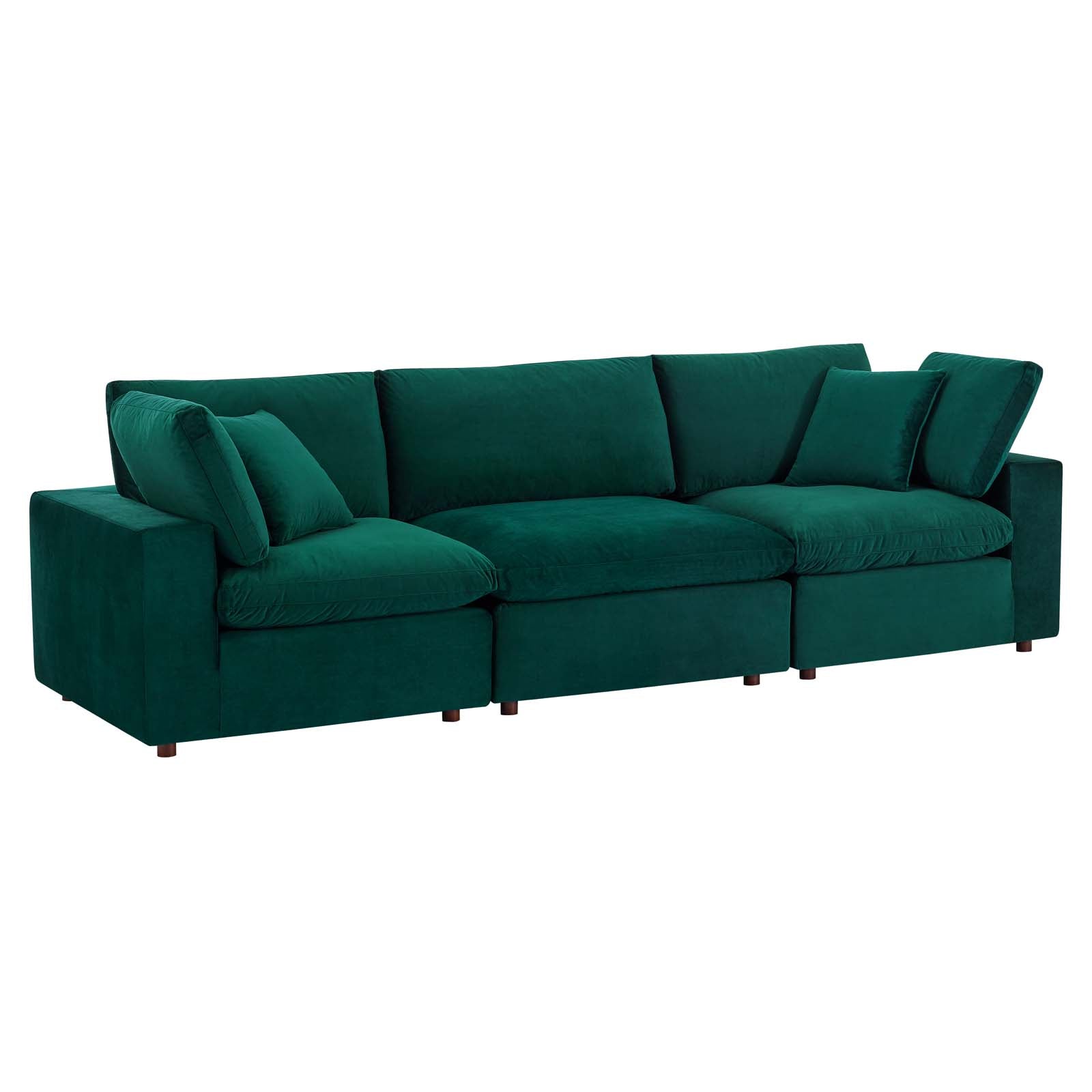 Commix Down Filled Overstuffed Performance Velvet 3-Seater Sofa-Sofa-Modway-Wall2Wall Furnishings