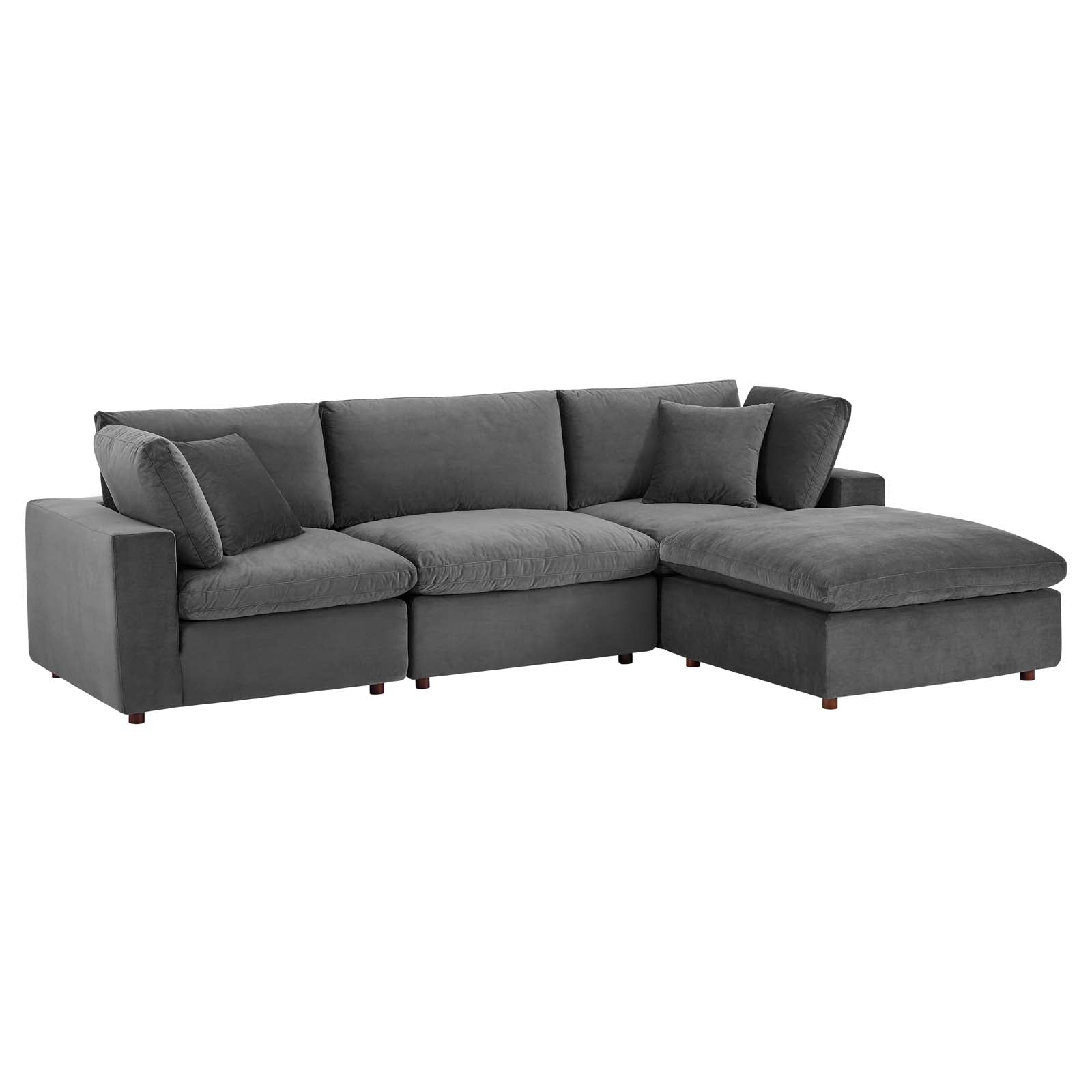 Commix Down Filled Overstuffed Performance Velvet 4-Piece Sectional Sofa-Sectional-Modway-Wall2Wall Furnishings