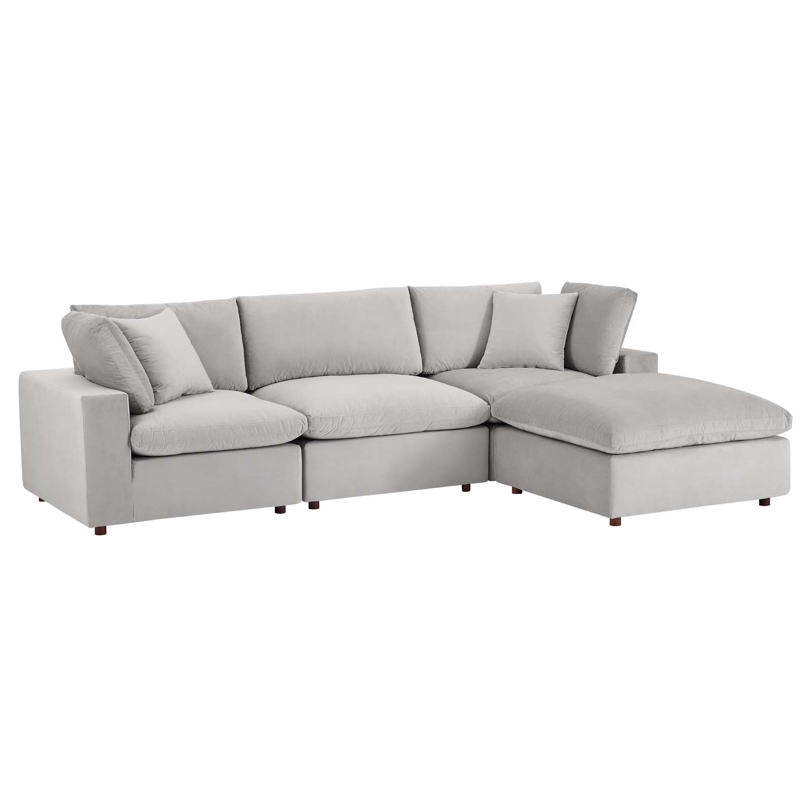 Commix Down Filled Overstuffed Performance Velvet 4-Piece Sectional Sofa-Sectional-Modway-Wall2Wall Furnishings