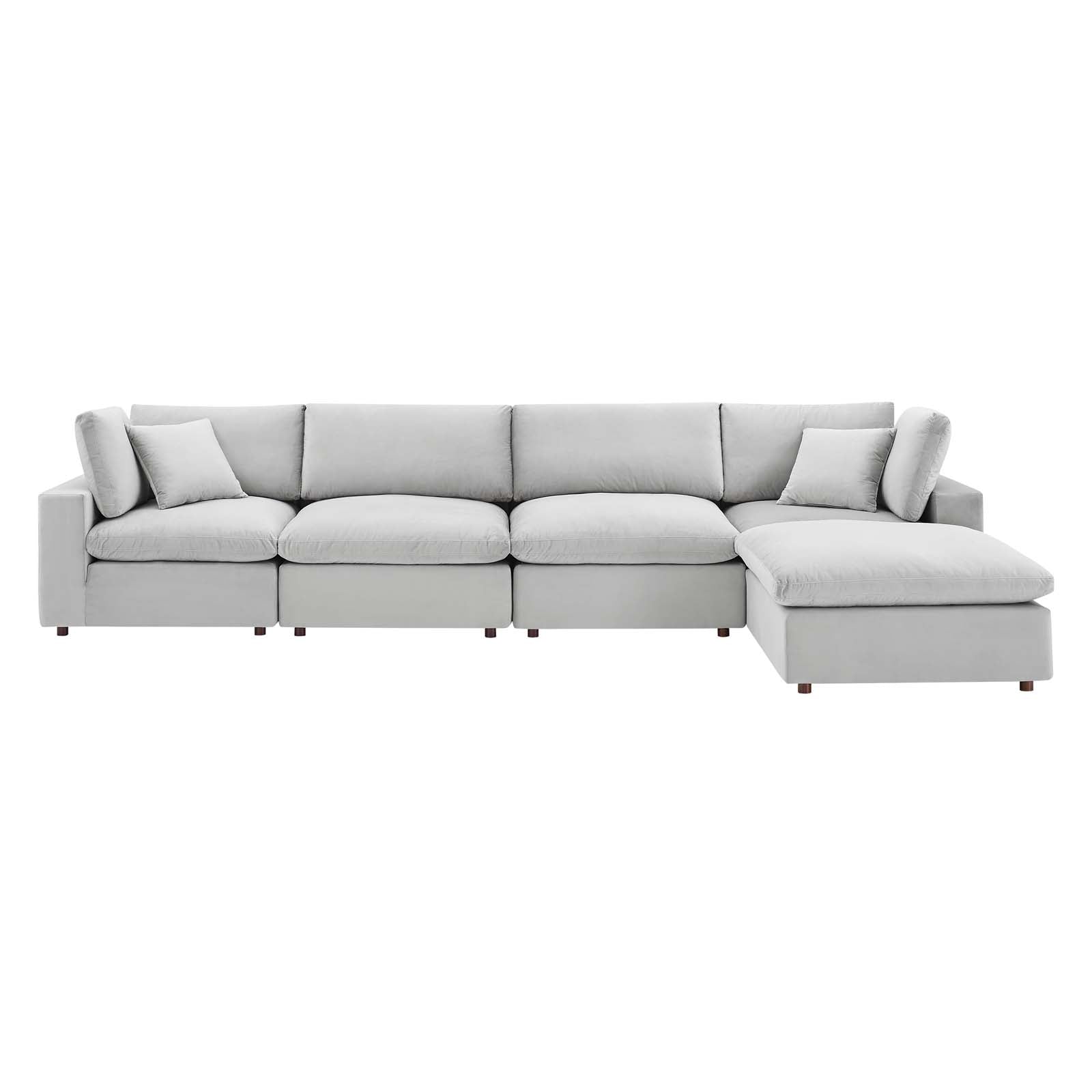 Commix Down Filled Overstuffed Performance Velvet 5-Piece Sectional Sofa-Sectional-Modway-Wall2Wall Furnishings