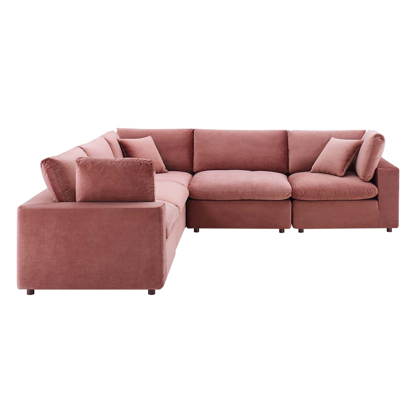 Commix Down Filled Overstuffed Performance Velvet 5-Piece Sectional Sofa-Sectional-Modway-Wall2Wall Furnishings