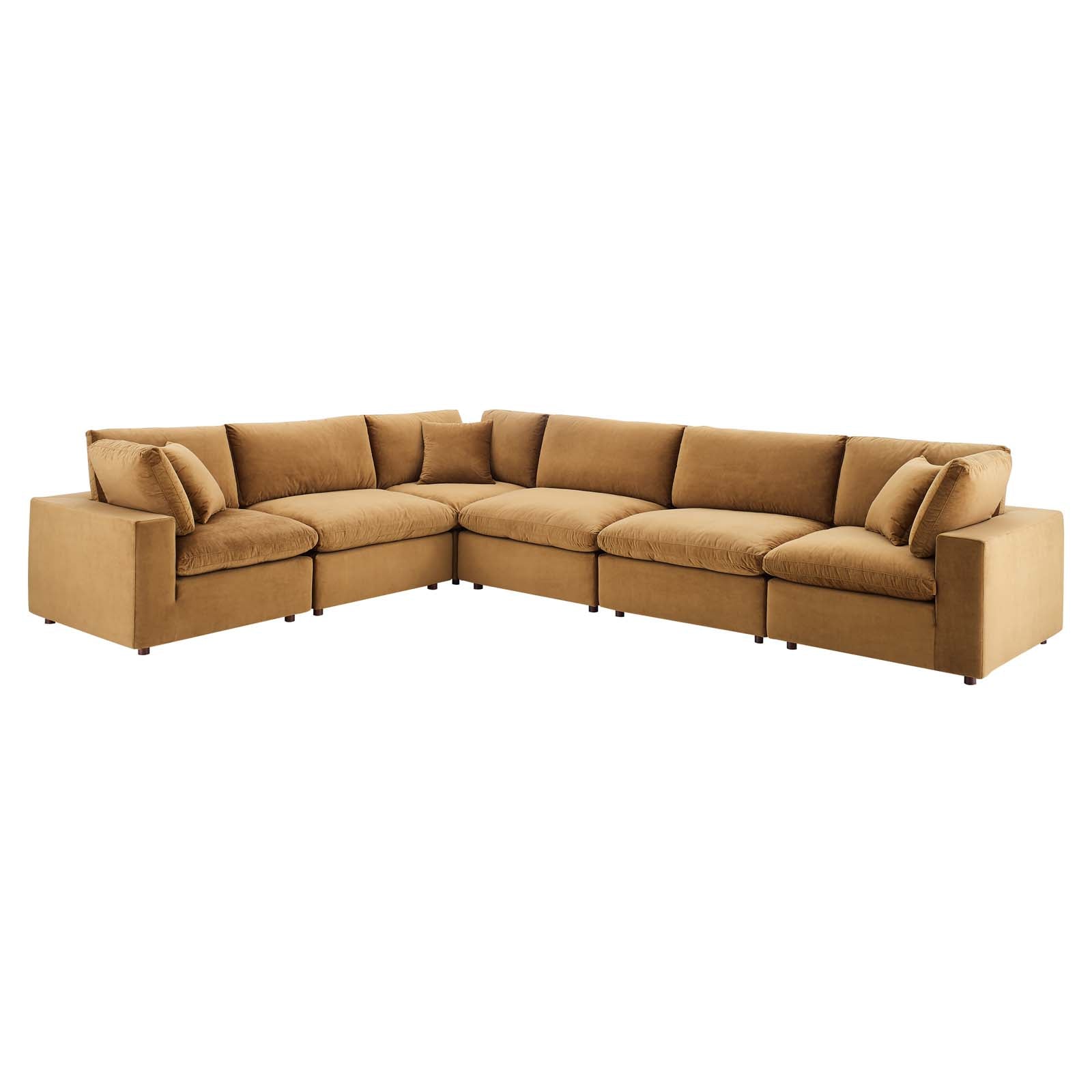 Commix Down Filled Overstuffed Performance Velvet 6-Piece Sectional Sofa-Sectional-Modway-Wall2Wall Furnishings