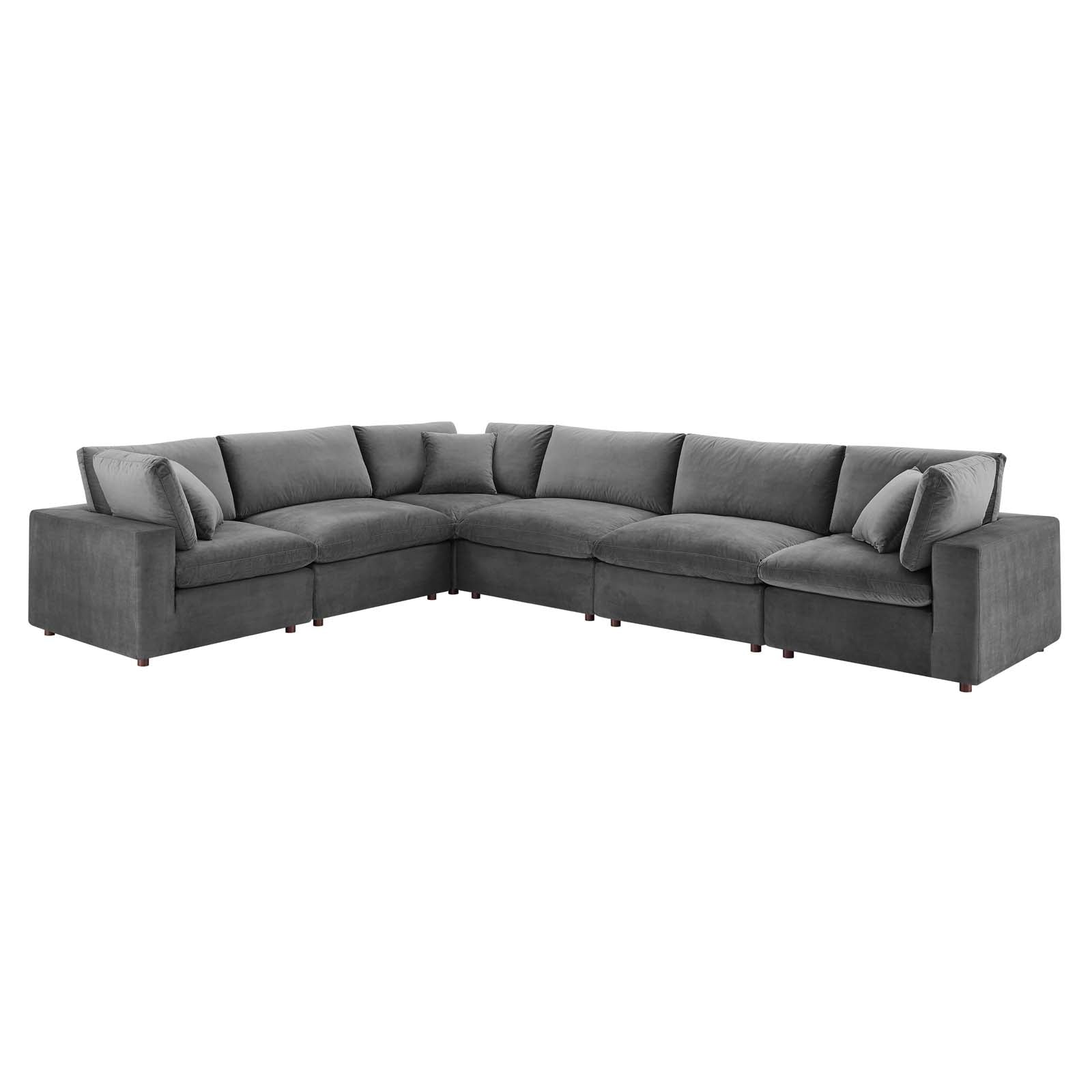 Commix Down Filled Overstuffed Performance Velvet 6-Piece Sectional Sofa-Sectional-Modway-Wall2Wall Furnishings