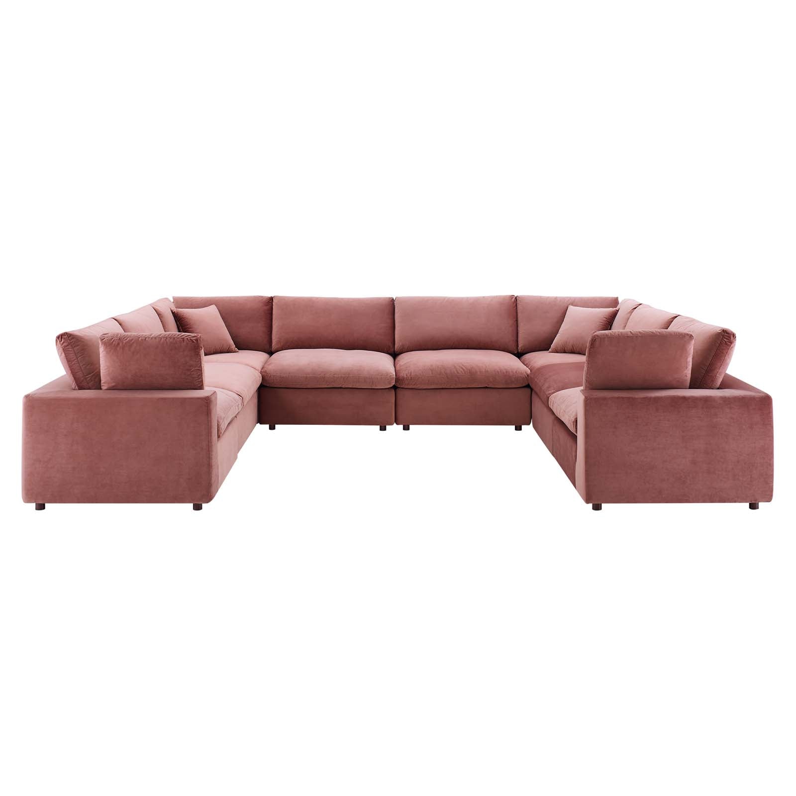 Commix Down Filled Overstuffed Performance Velvet 	8-Piece Sectional Sofa-Sectional-Modway-Wall2Wall Furnishings