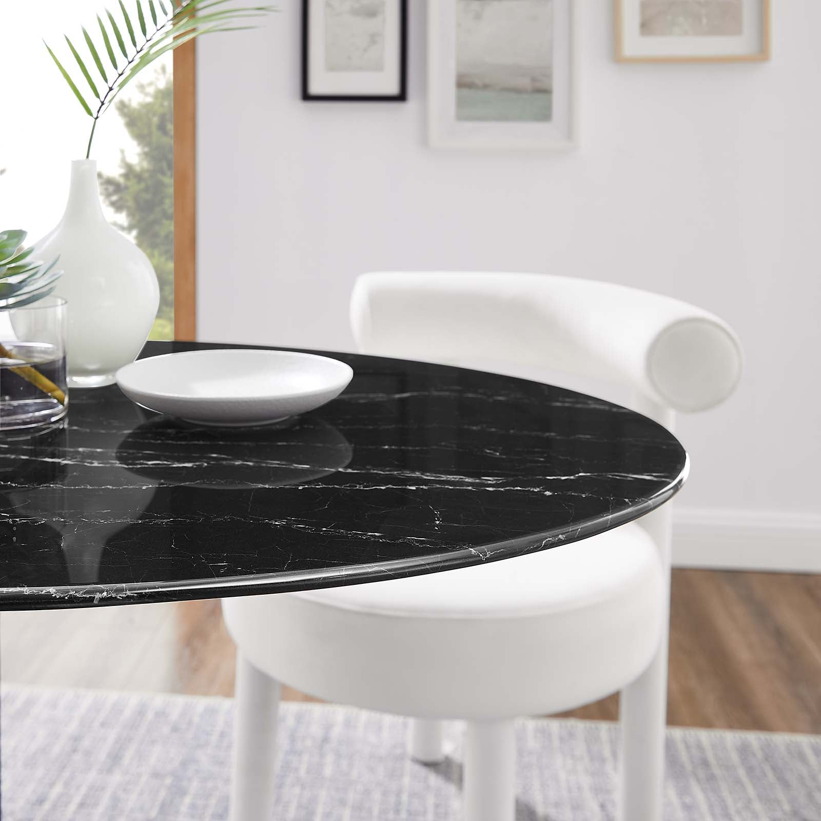 Lippa 42" Oval Artificial Marble Dining Table-Dining Table-Modway-Wall2Wall Furnishings