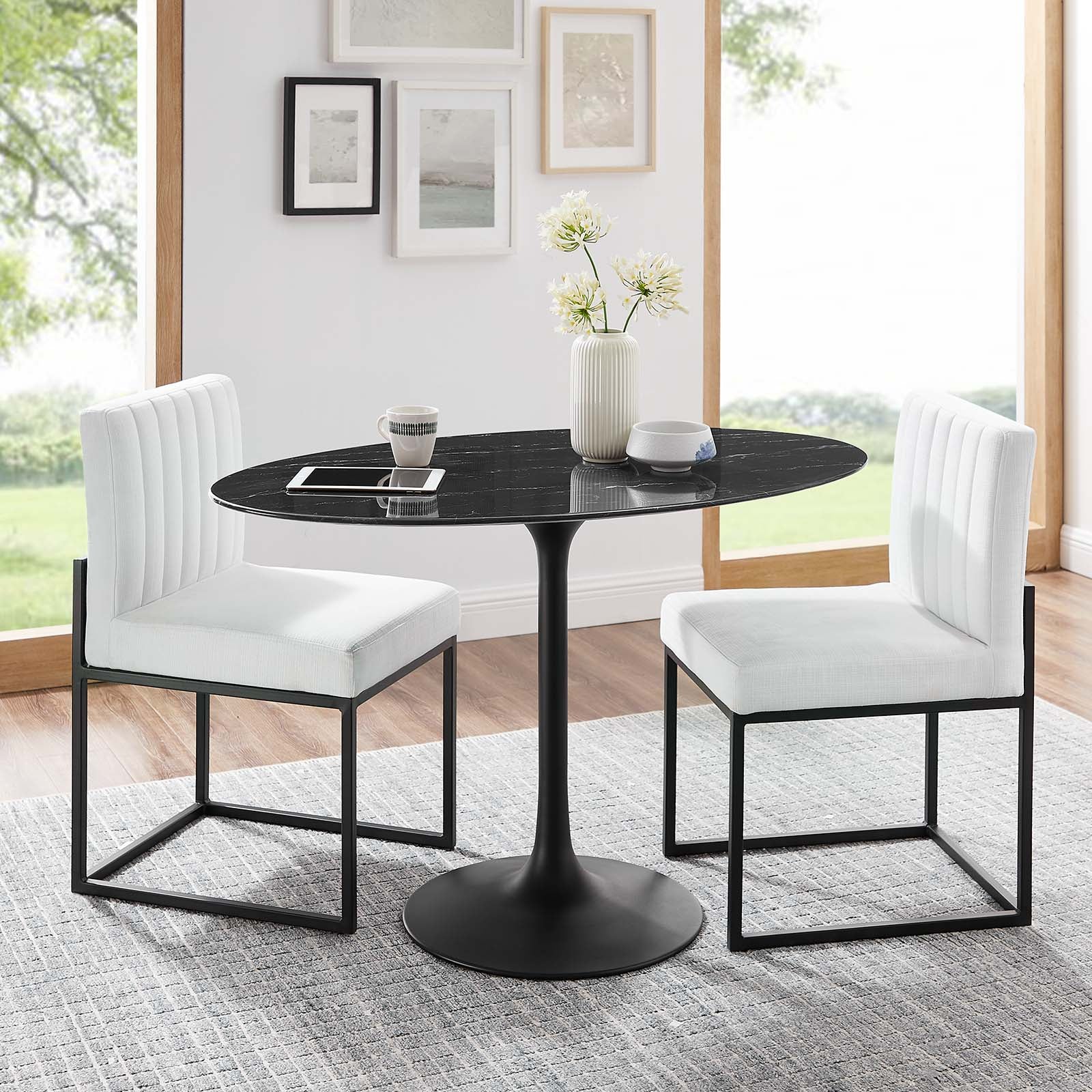 Lippa 48" Artificial Marble Dining Table-Dining Table-Modway-Wall2Wall Furnishings