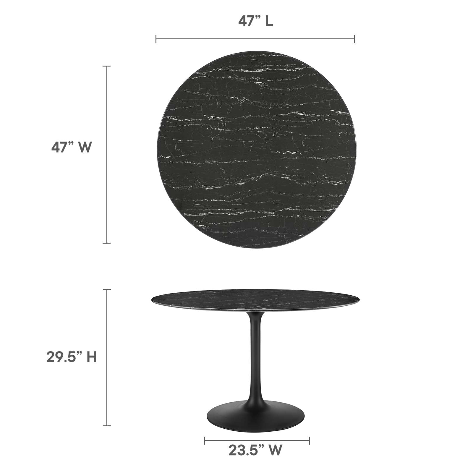 Lippa 47" Artificial Marble Dining Table-Dining Table-Modway-Wall2Wall Furnishings