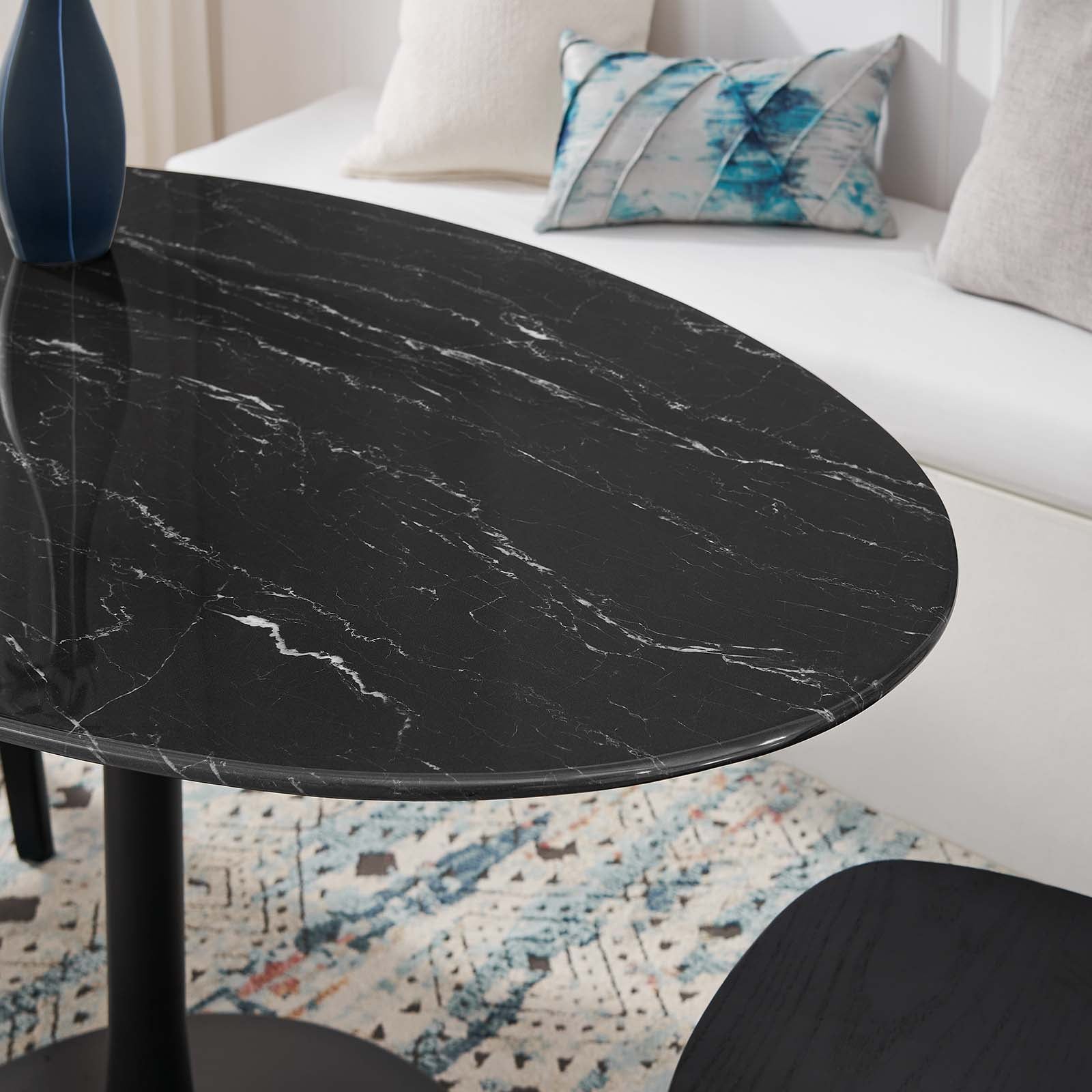 Lippa 54" Artificial Marble Oval Dining Table-Dining Table-Modway-Wall2Wall Furnishings