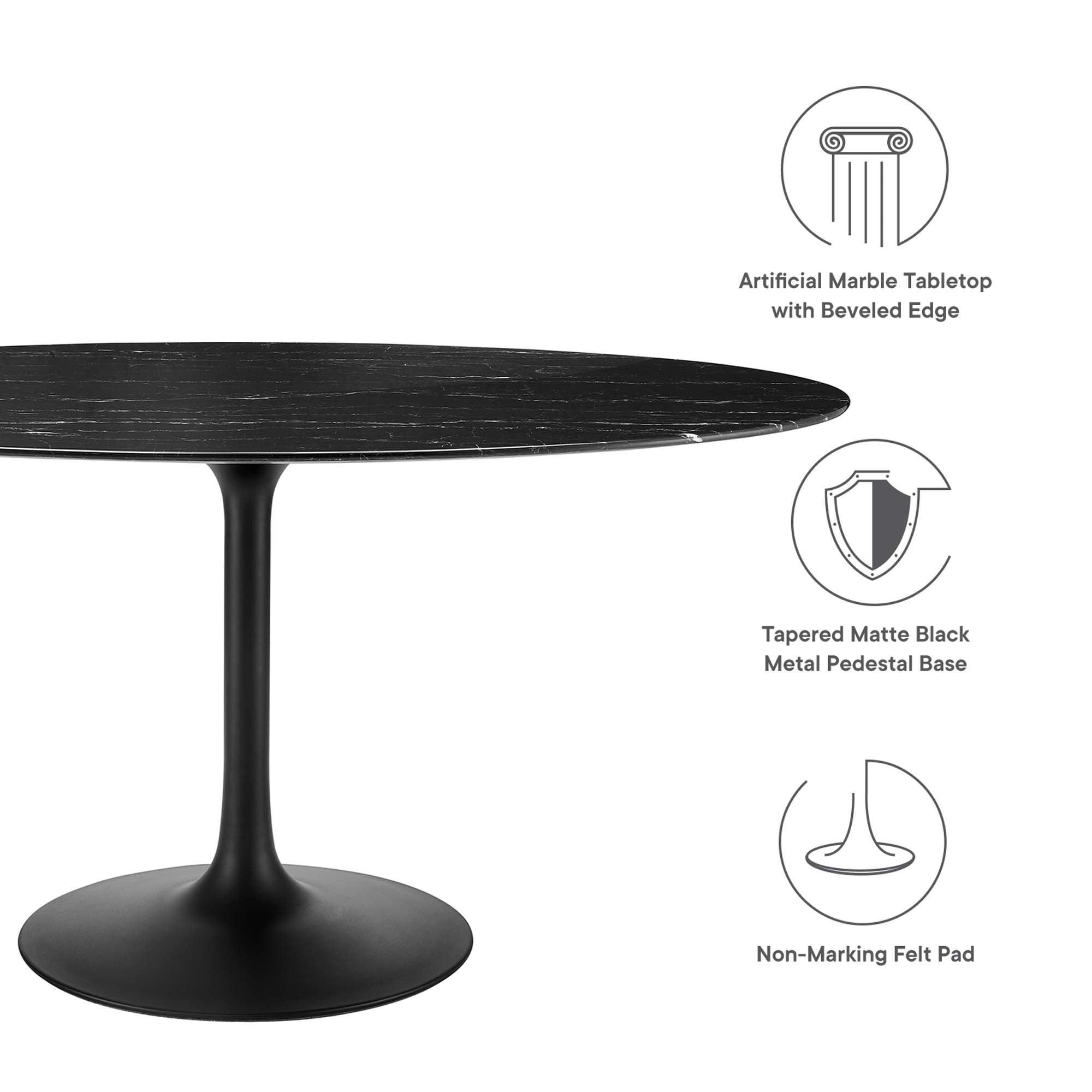 Lippa 60" Oval Faux Marble Dining Table