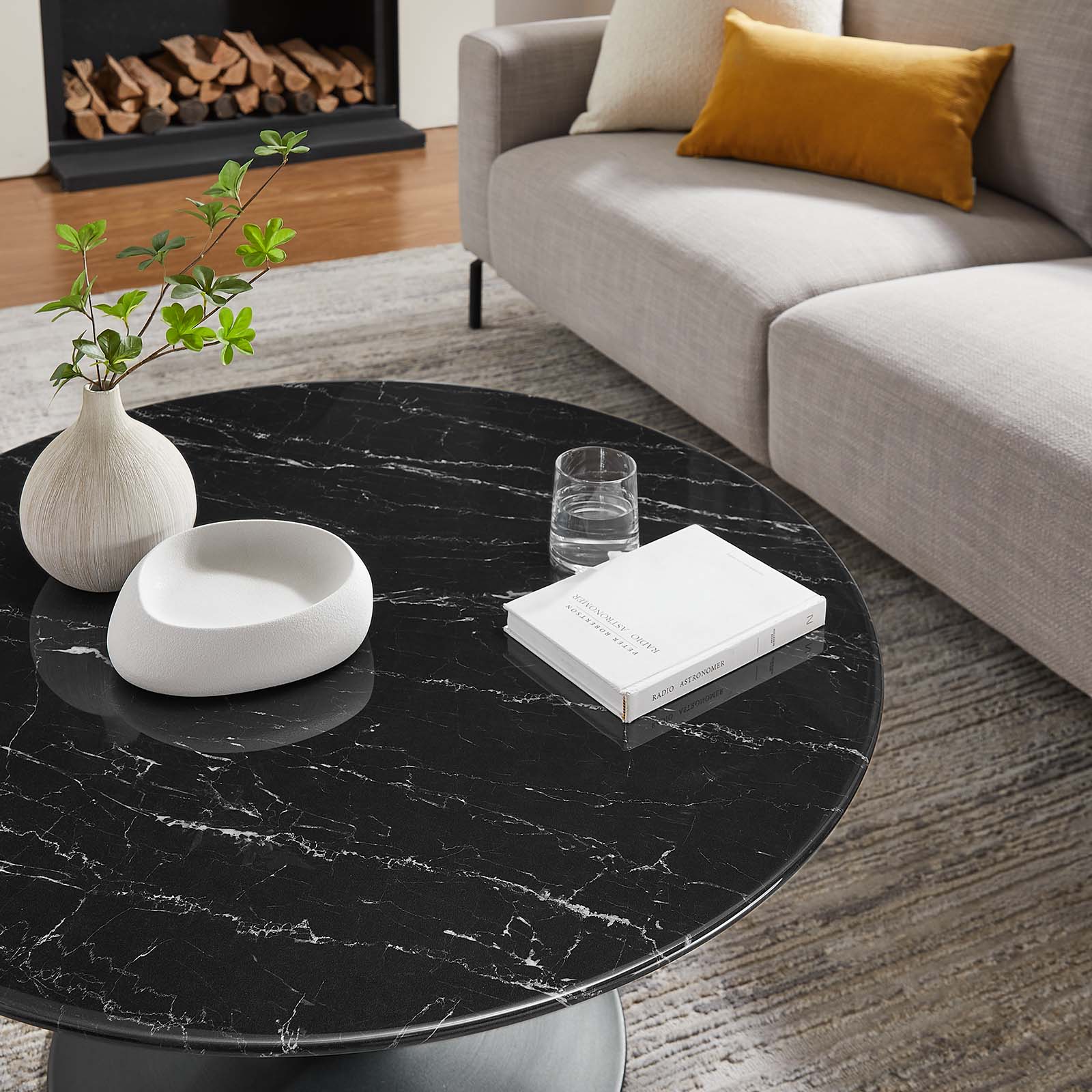 Lippa 36" Round Artificial Marble Coffee Table-Coffee Table-Modway-Wall2Wall Furnishings