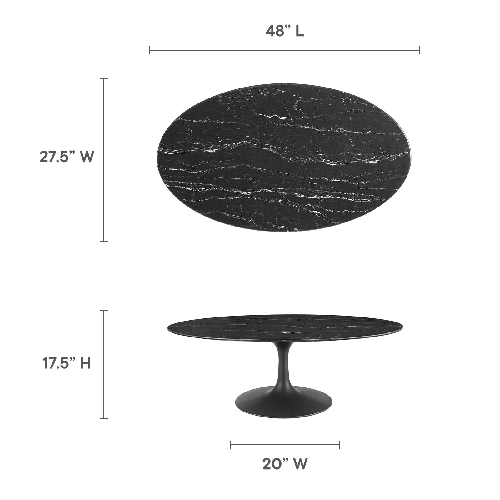 Lippa 48" Oval Artificial Marble Coffee Table-Coffee Table-Modway-Wall2Wall Furnishings