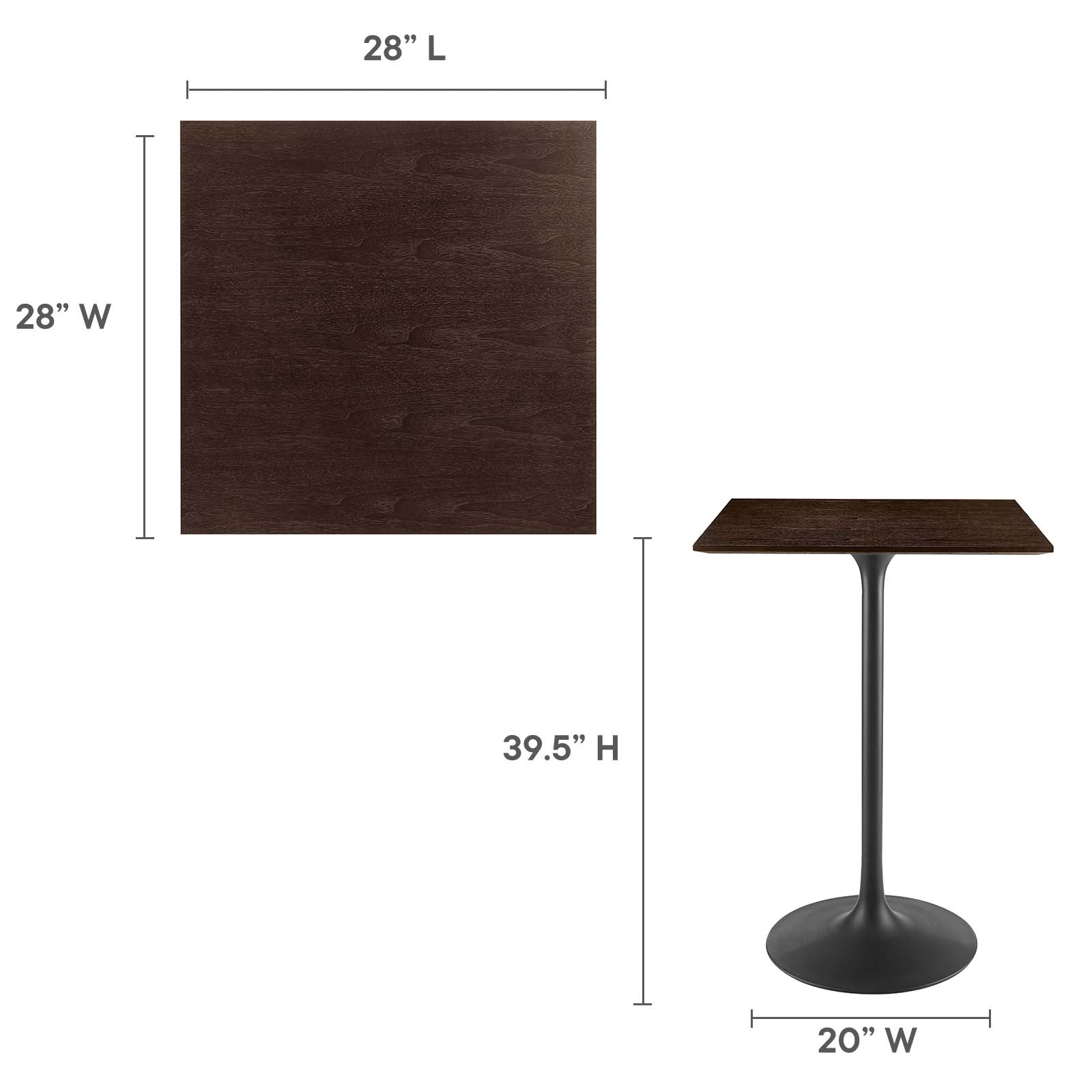 Lippa 28" Square Wood Bar Table-Bar Table-Modway-Wall2Wall Furnishings