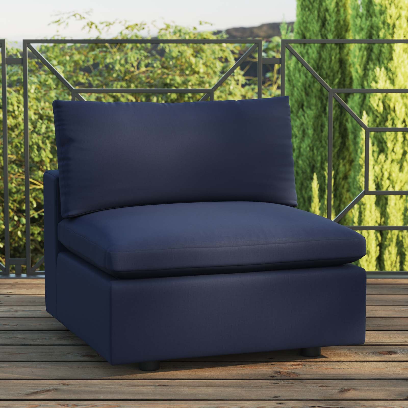 Commix Overstuffed Outdoor Patio Armless Chair-Outdoor Chair-Modway-Wall2Wall Furnishings
