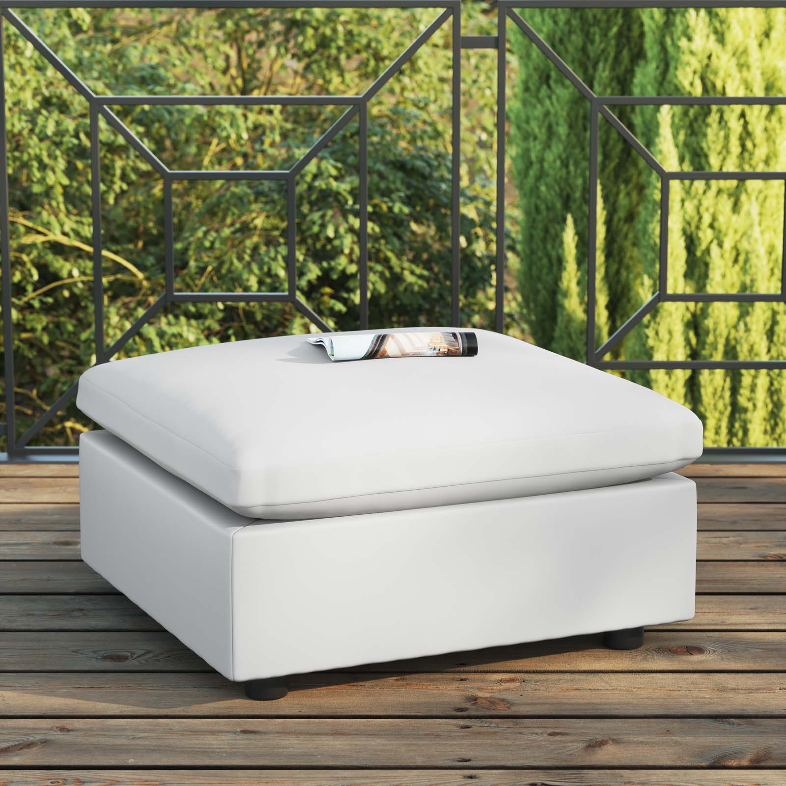 Commix Overstuffed Outdoor Patio Ottoman-Outdoor Ottoman-Modway-Wall2Wall Furnishings