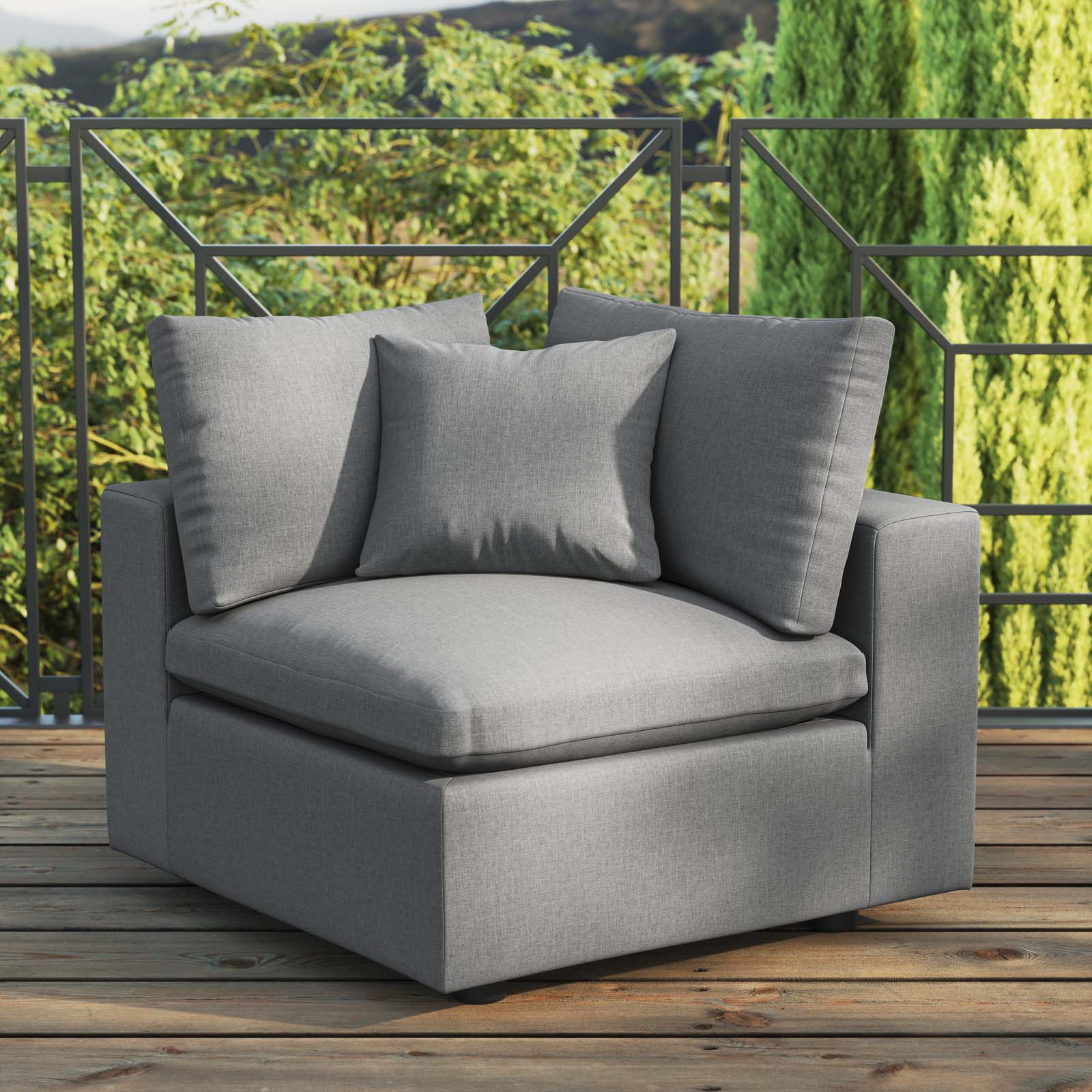 Commix Overstuffed Outdoor Patio Corner Chair-Outdoor Chair-Modway-Wall2Wall Furnishings
