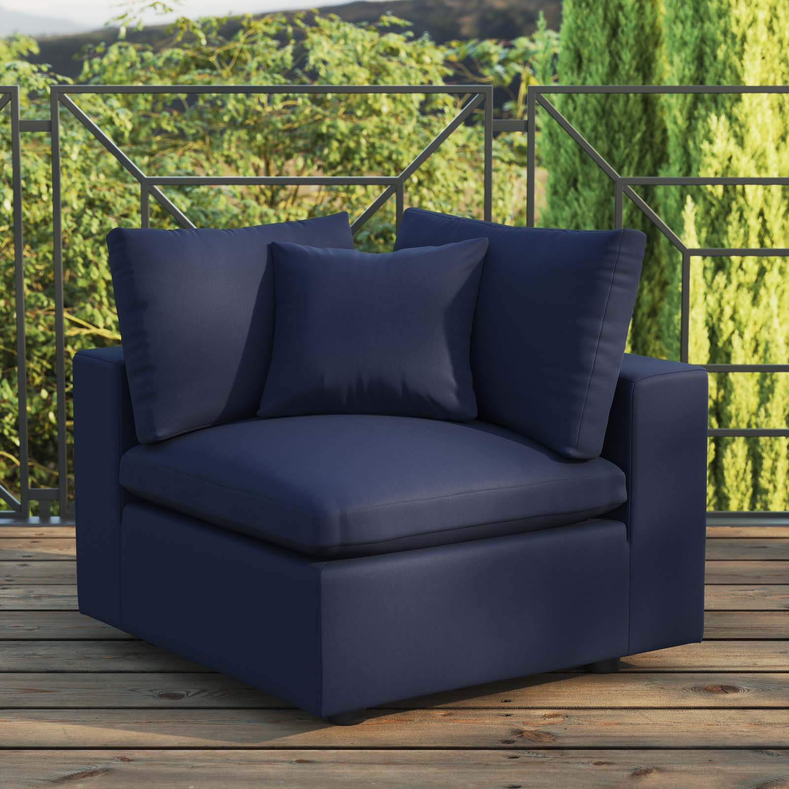 Commix Overstuffed Outdoor Patio Corner Chair-Outdoor Chair-Modway-Wall2Wall Furnishings