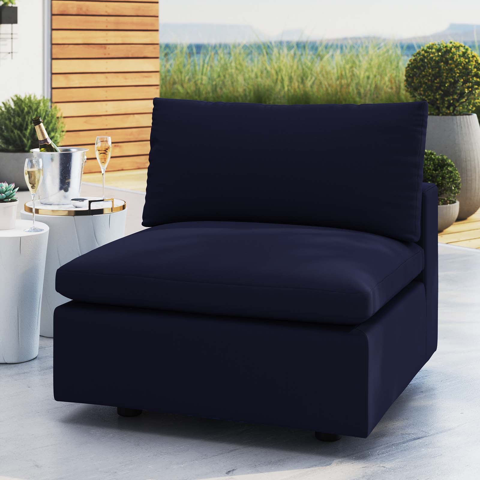 Commix Sunbrella® Outdoor Patio Armless Chair-Outdoor Chair-Modway-Wall2Wall Furnishings