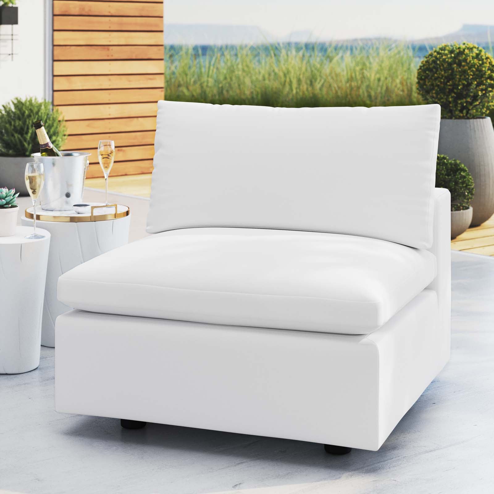 Commix Sunbrella® Outdoor Patio Armless Chair-Outdoor Chair-Modway-Wall2Wall Furnishings