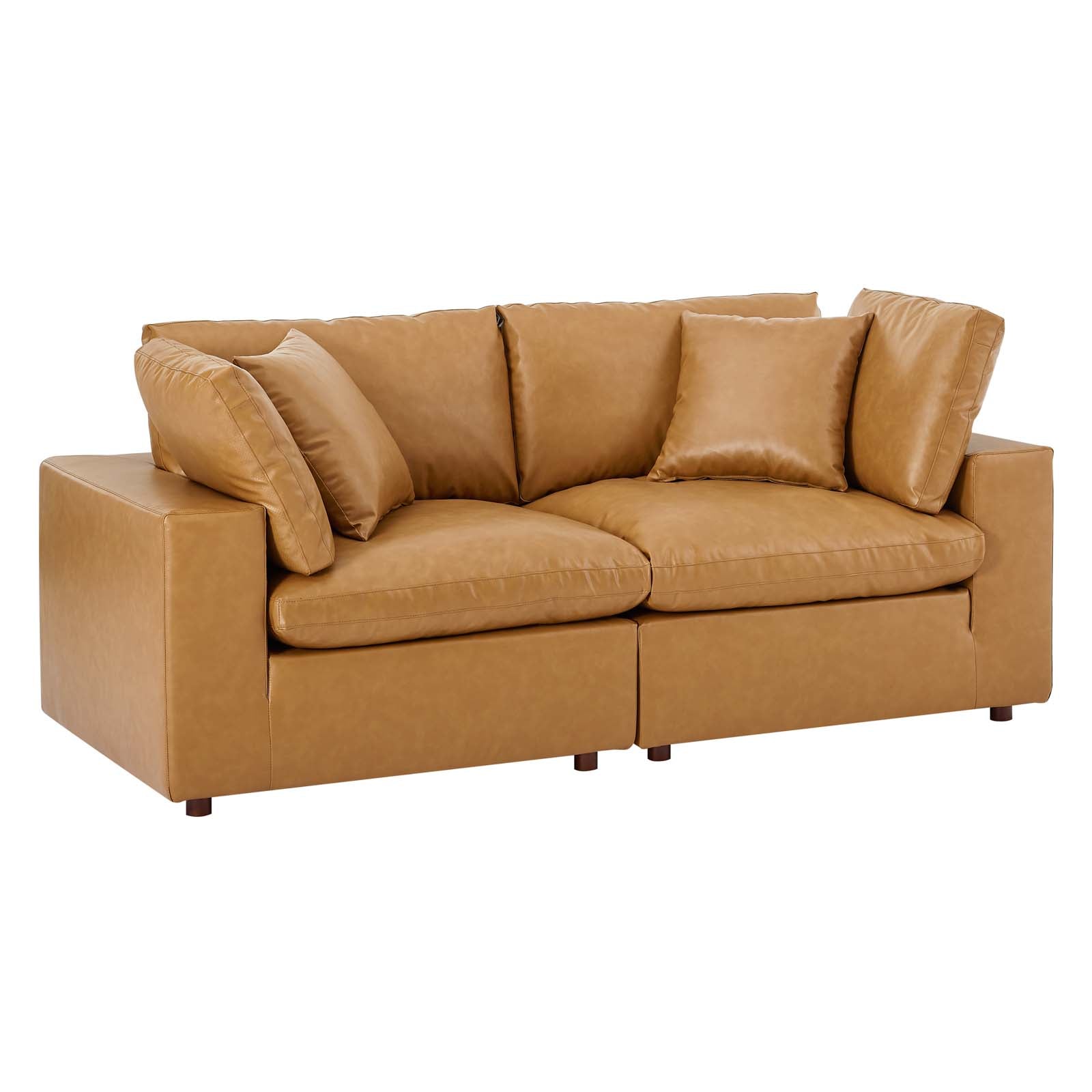 Commix Down Filled Overstuffed Vegan Leather Loveseat-Loveseat-Modway-Wall2Wall Furnishings