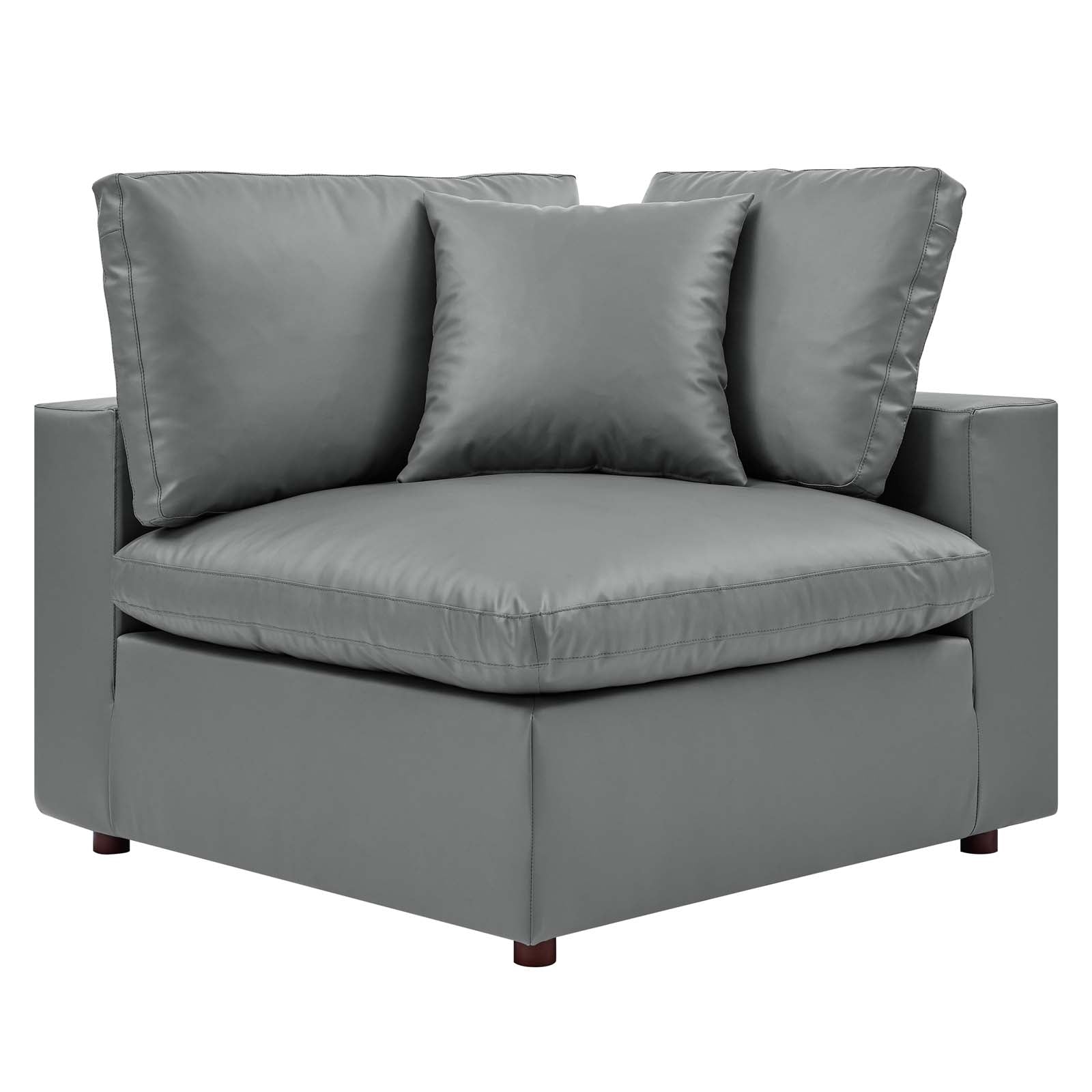 Commix Down Filled Overstuffed Vegan Leather 3-Seater Sofa-Sofa-Modway-Wall2Wall Furnishings